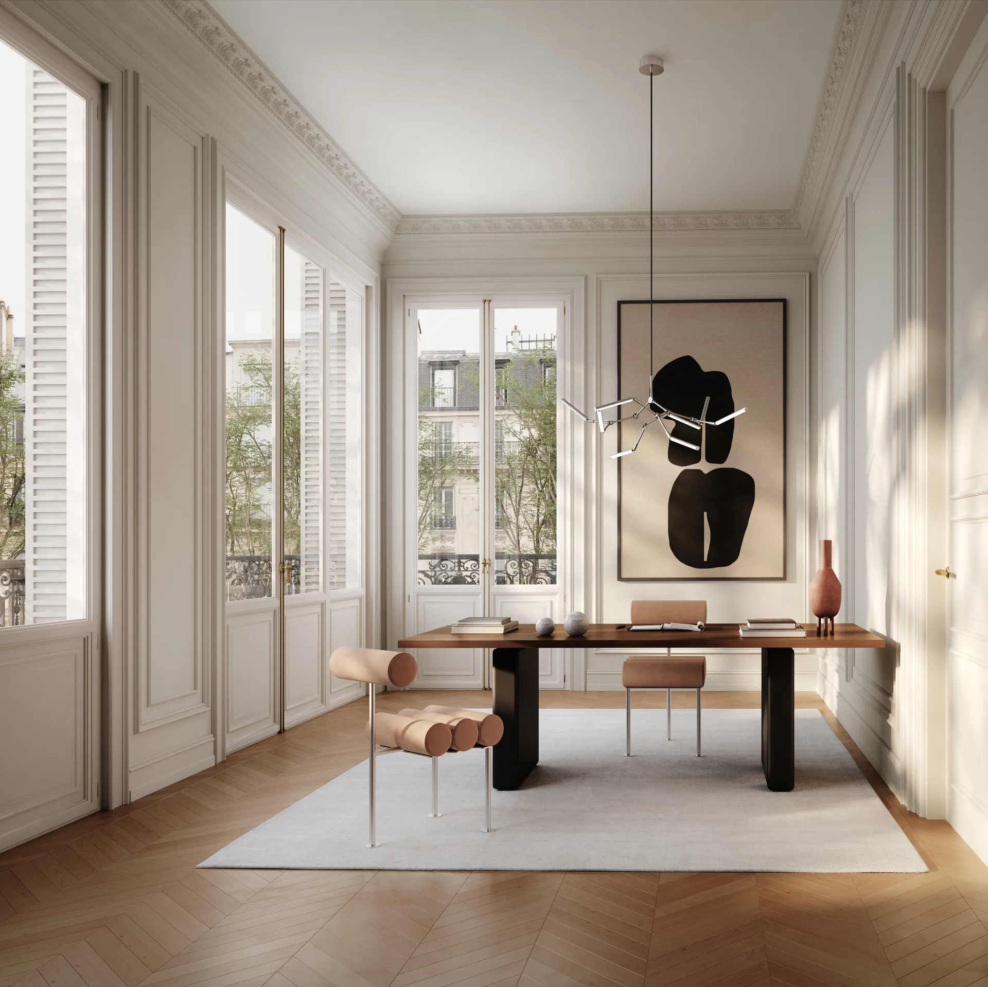 Hiro dining chair, Stainless steel-nubuck 101 Copenhagen