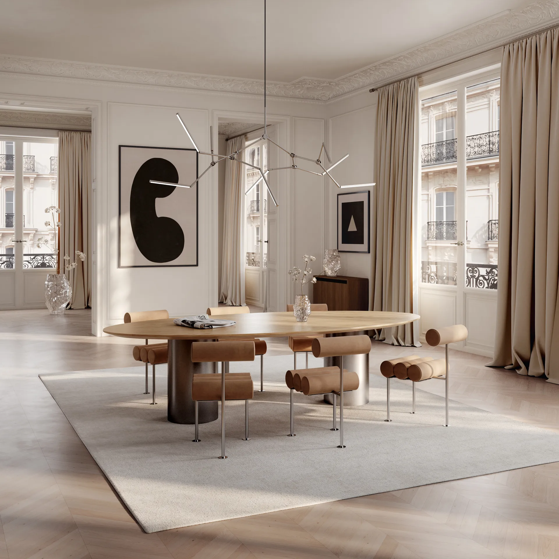 Stick chandelier takkrone, Chrome 101 Copenhagen