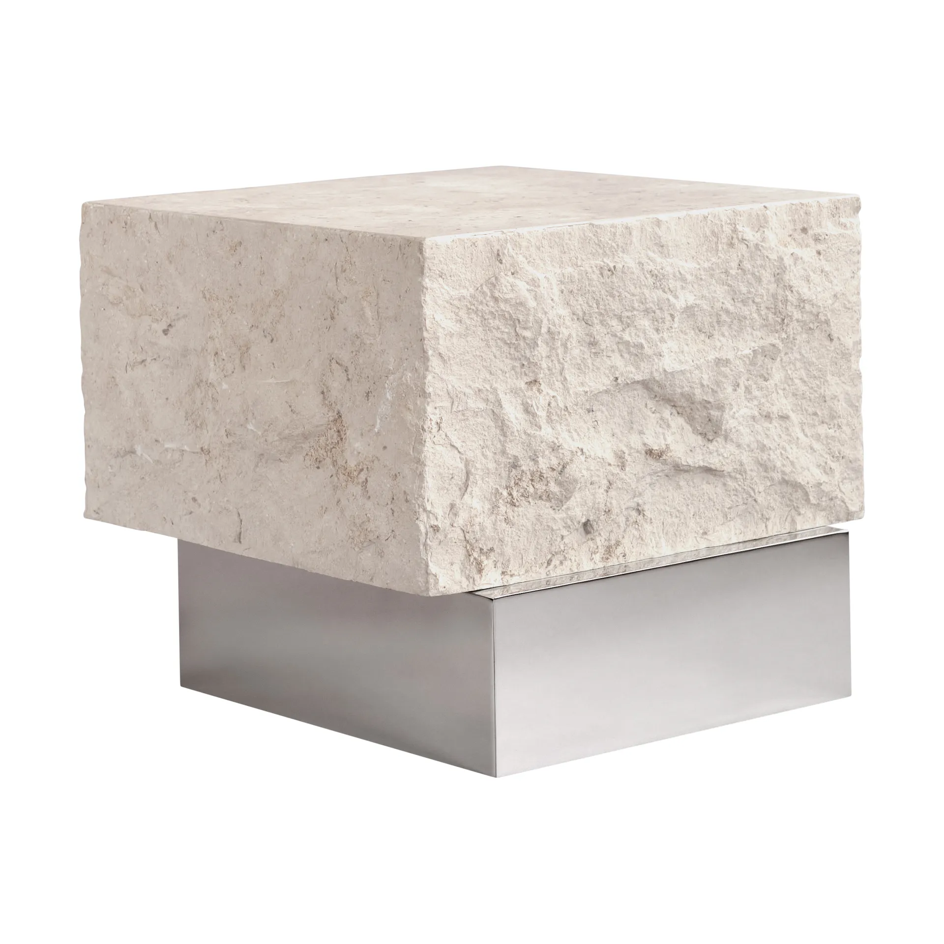 Temple sidebord low 42x40 cm, Chrome-limestone 101 Copenhagen