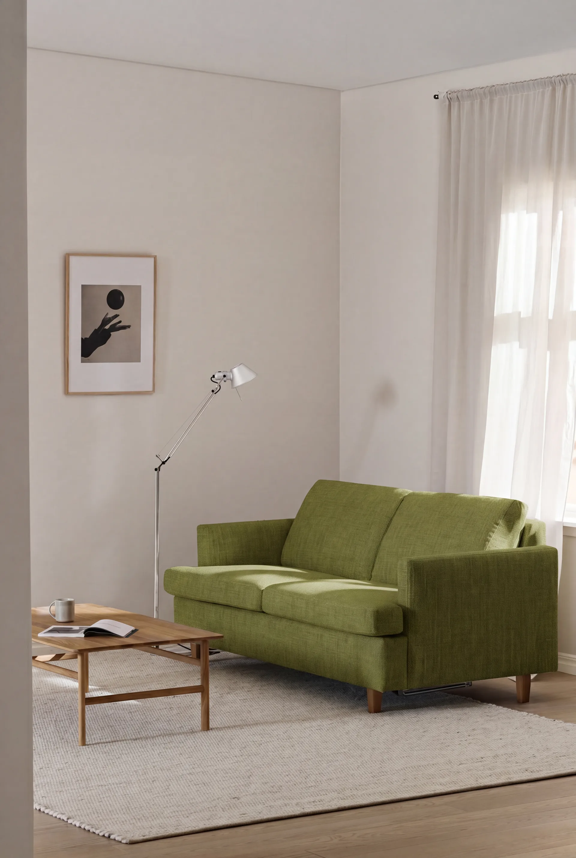 Binga 2,5-seters sovesofa, Luiza Green 3975-eikebeiset ask 1898