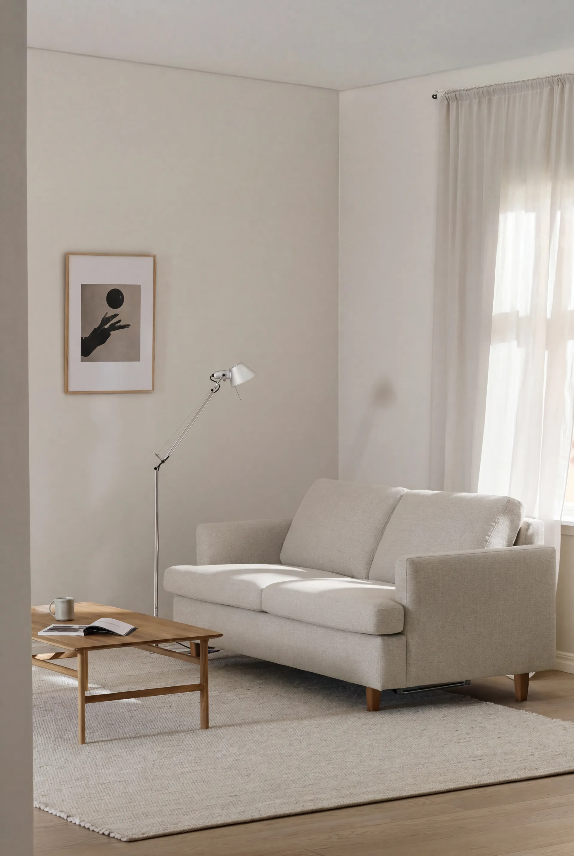 Binga 2,5-seters sovesofa, Same Off White 6671-mørkbeiset ask 1898