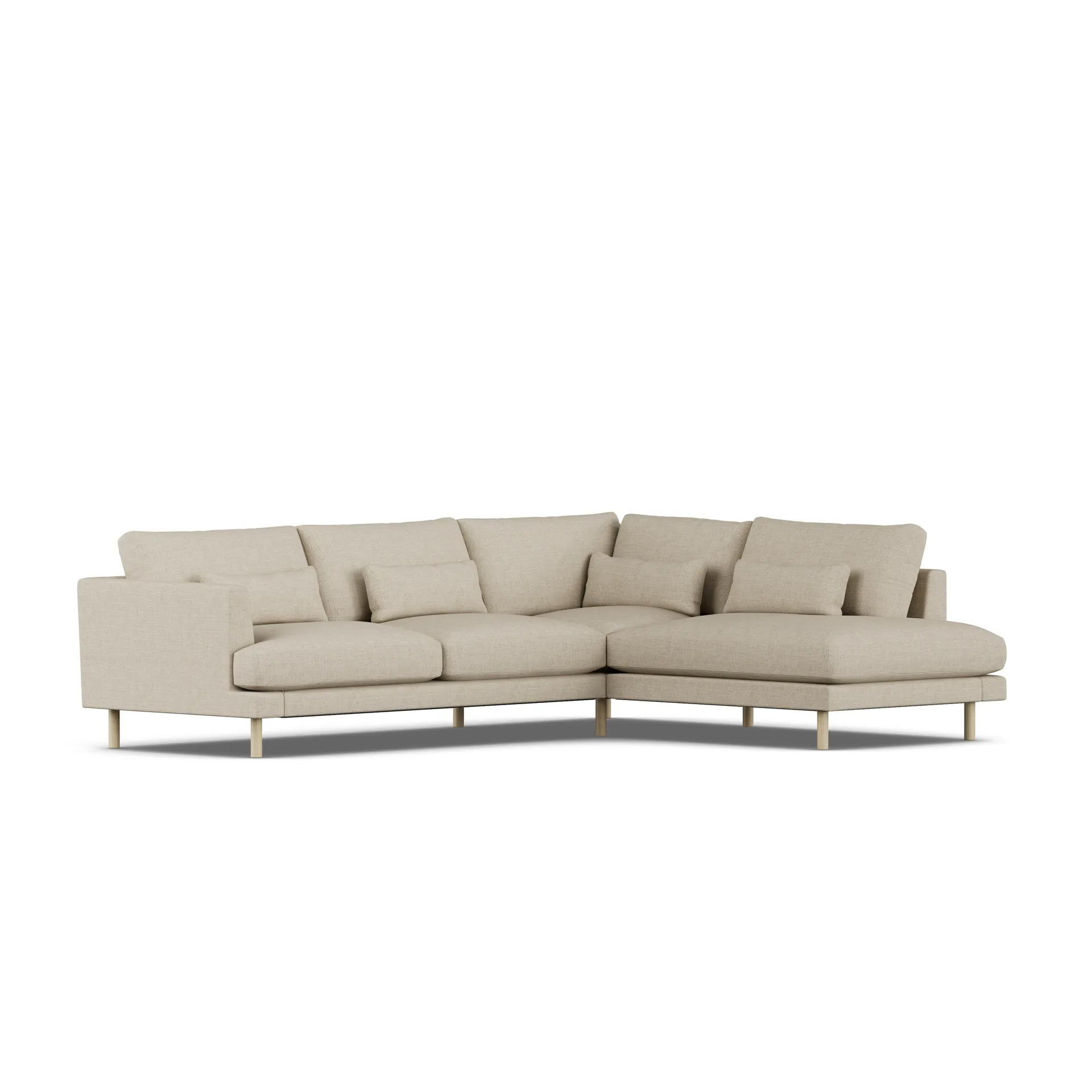 Bredhult sofa, Bern Beige 0341-hvitoljet eik, 3-seters A1 1898