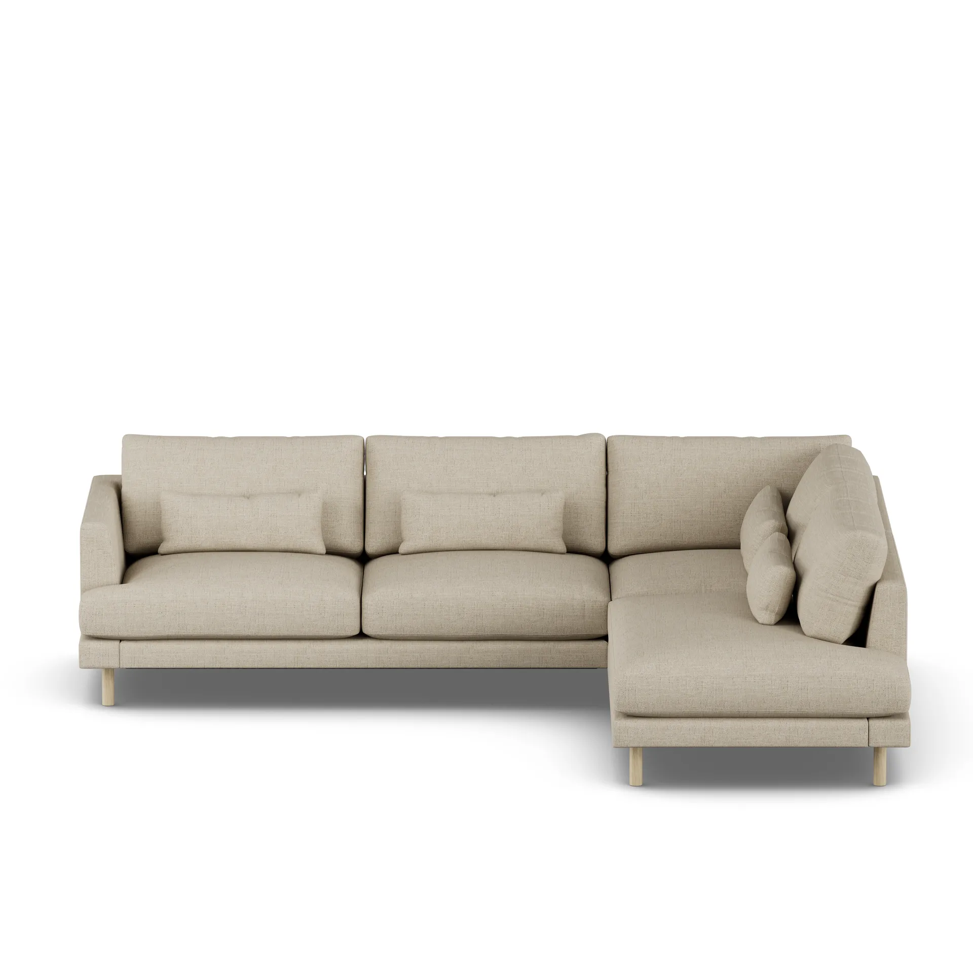 Bredhult sofa, Bern Beige 0341-hvitoljet eik, 3-seters A1 1898