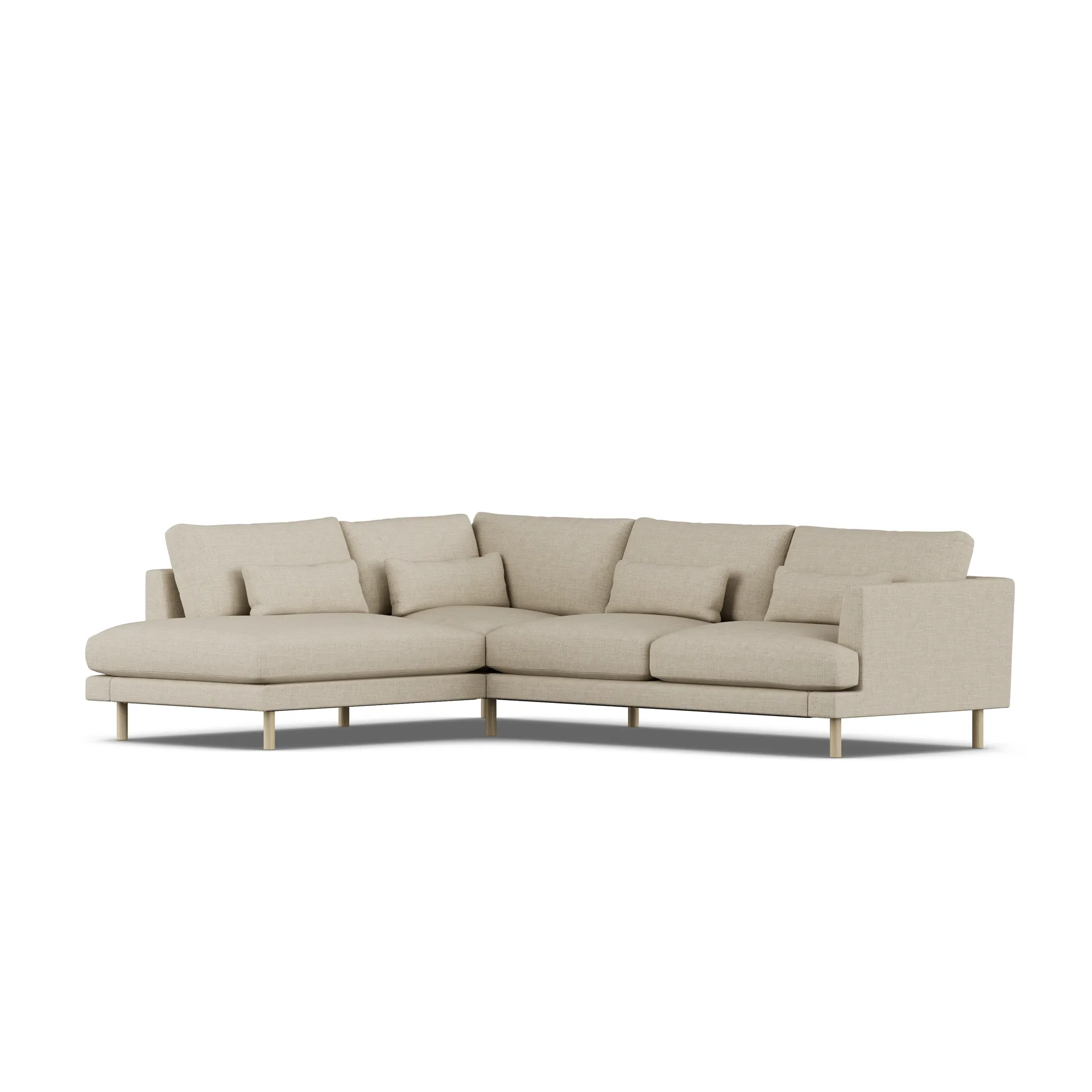 Bredhult sofa, Bern Beige 0341-hvitoljet eik, 3-seters A2 1898