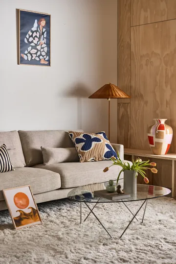 Bredhult sofa - Bern Beige 0341-hvitoljet eik, 3-seters - 1898