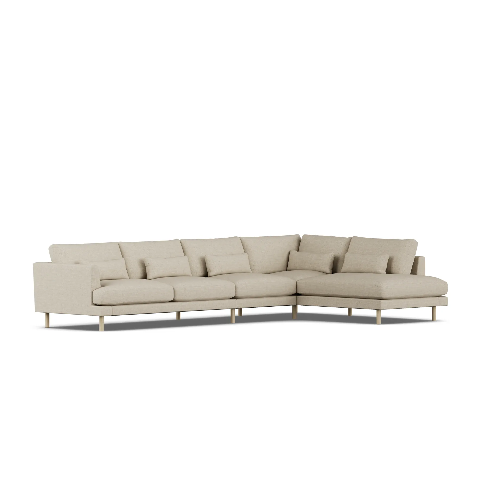 Bredhult sofa, Bern Beige 0341-hvitoljet eik, 4-seters B1 1898