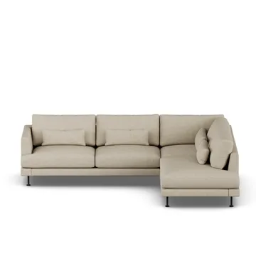 Bredhult sofa - Bern Beige 0341-svart stål, 3-seters A1 - 1898