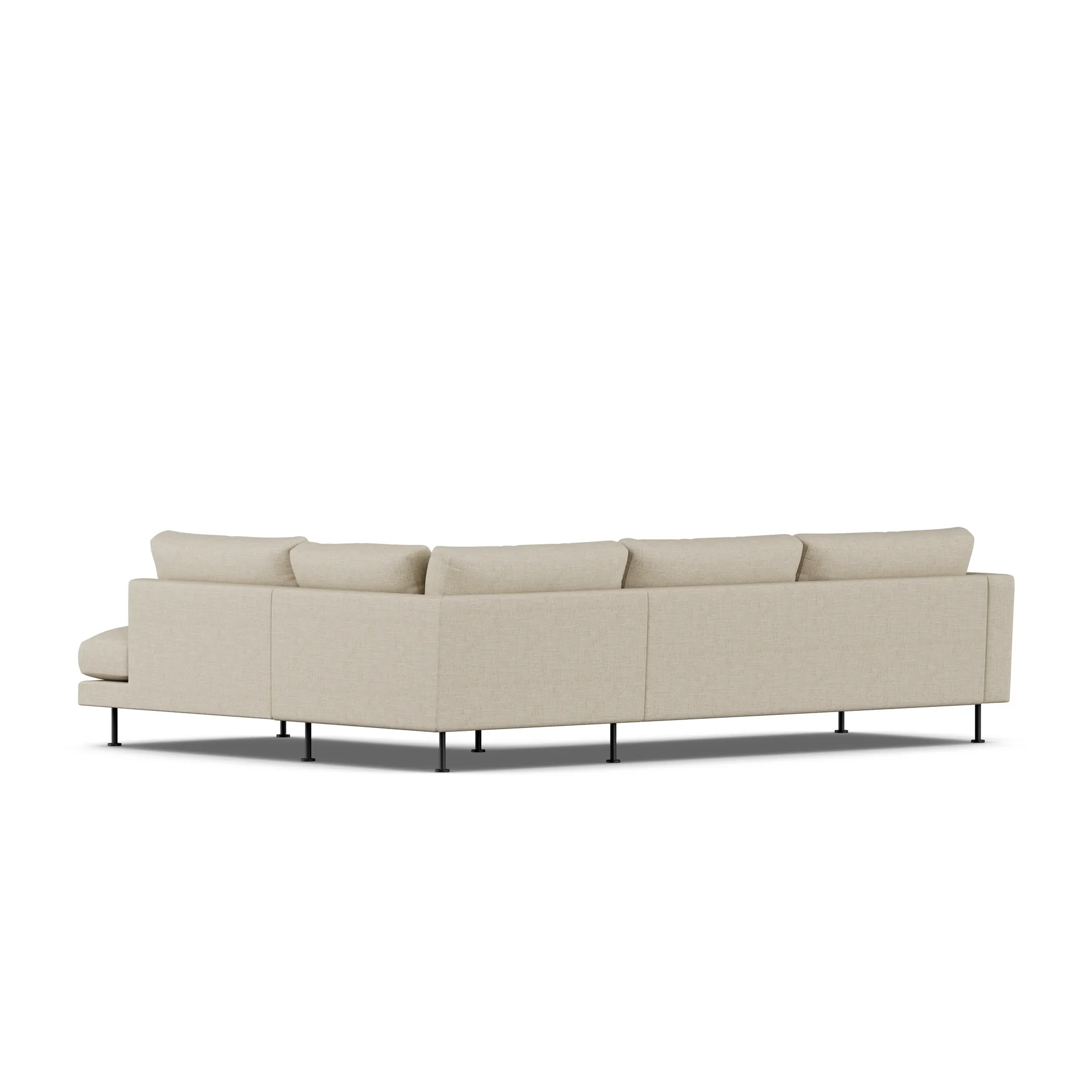 Bredhult sofa, Bern Beige 0341-svart stål, 3-seters A1 1898