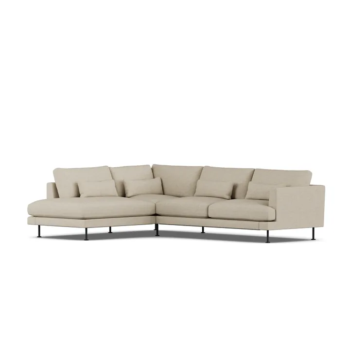 Bredhult sofa - Bern Beige 0341-svart stål, 3-seters A2 - 1898