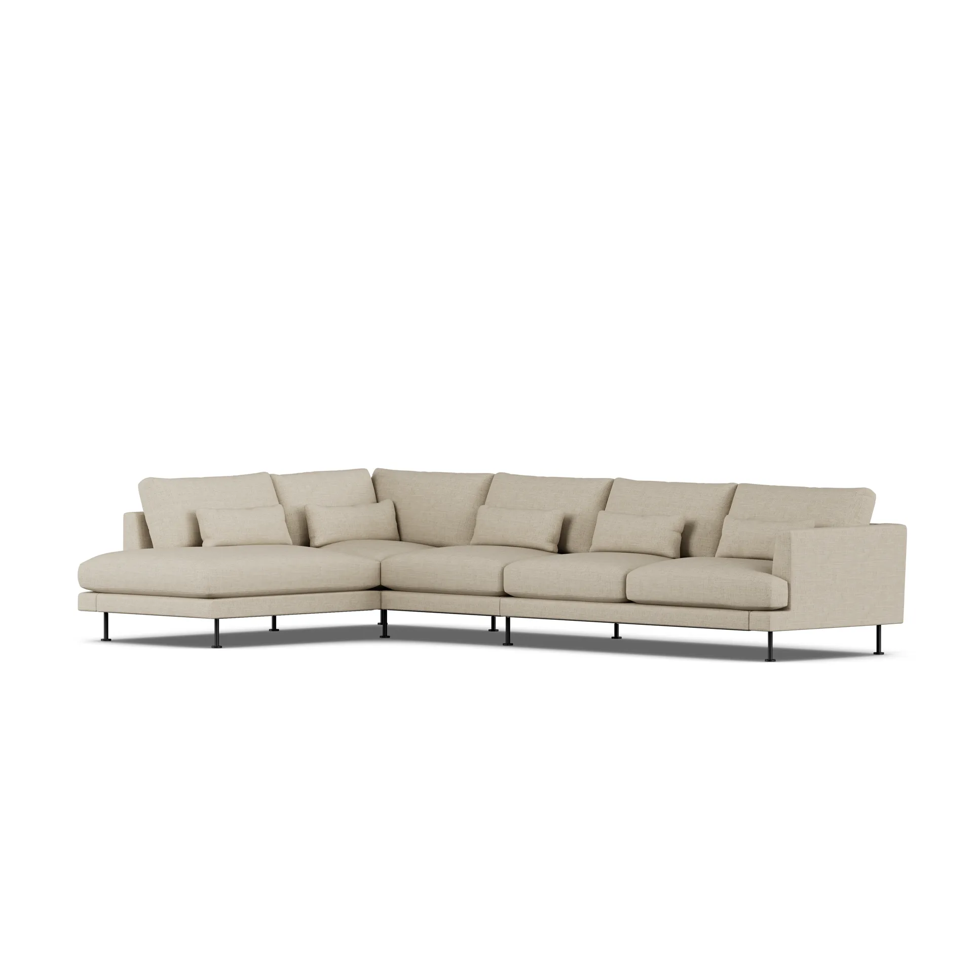 Bredhult sofa, Bern Beige 0341-svart stål, 4-seters B2 1898