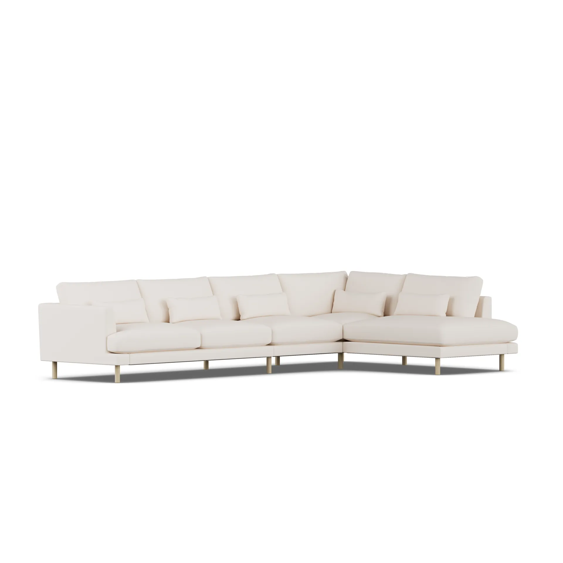 Bredhult sofa, Caleido Beige 9600-hvitoljet eik, 4-seters B1 1898