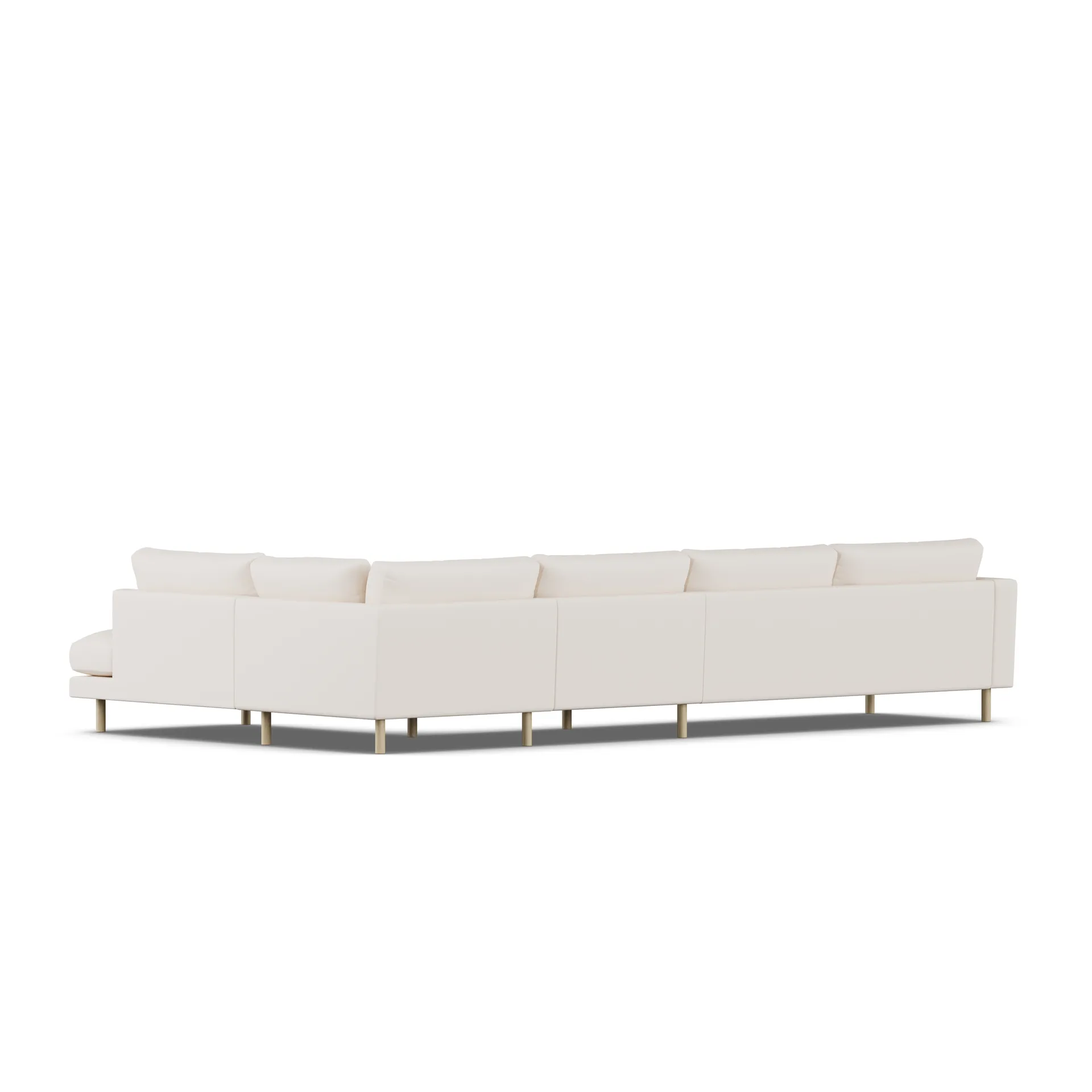 Bredhult sofa, Caleido Beige 9600-hvitoljet eik, 4-seters B1 1898