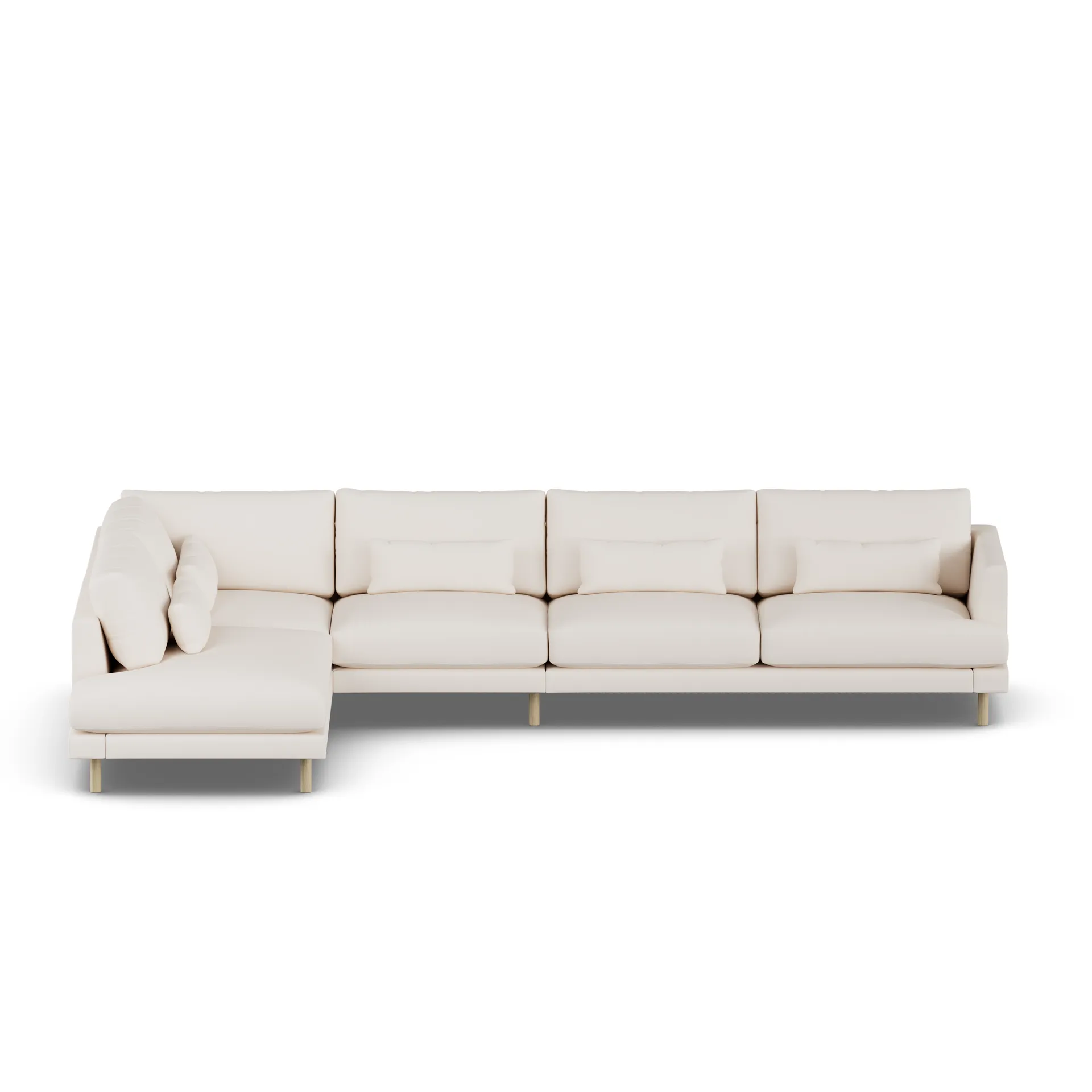 Bredhult sofa, Caleido Beige 9600-hvitoljet eik, 4-seters B2 1898