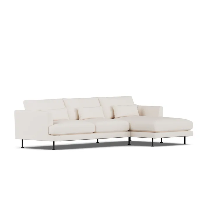 Bredhult sofa - Caleido Beige 9600-svart stål, 2,5-seters C1 - 1898
