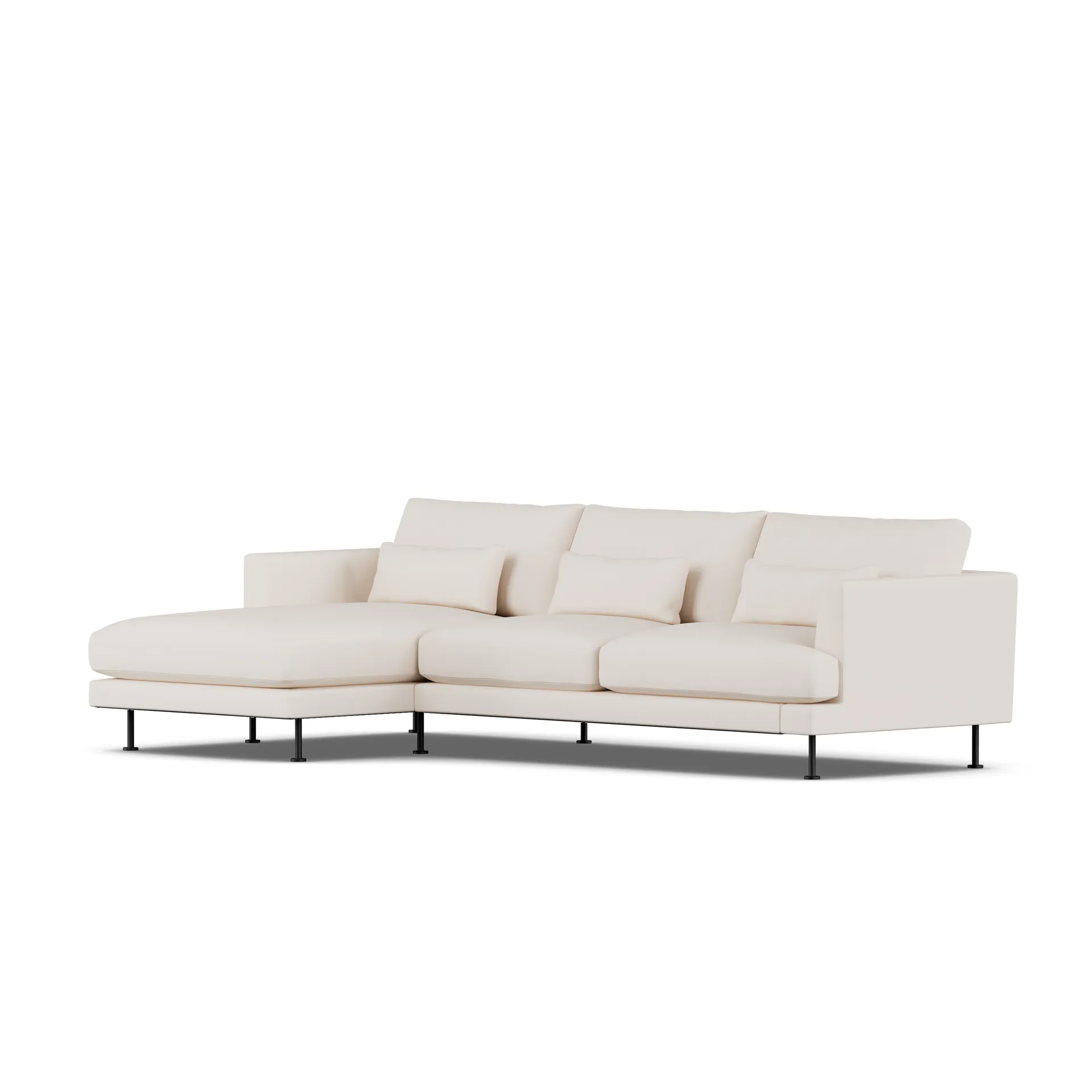 Bredhult sofa, Caleido Beige 9600-svart stål, 2,5-seters C2 1898