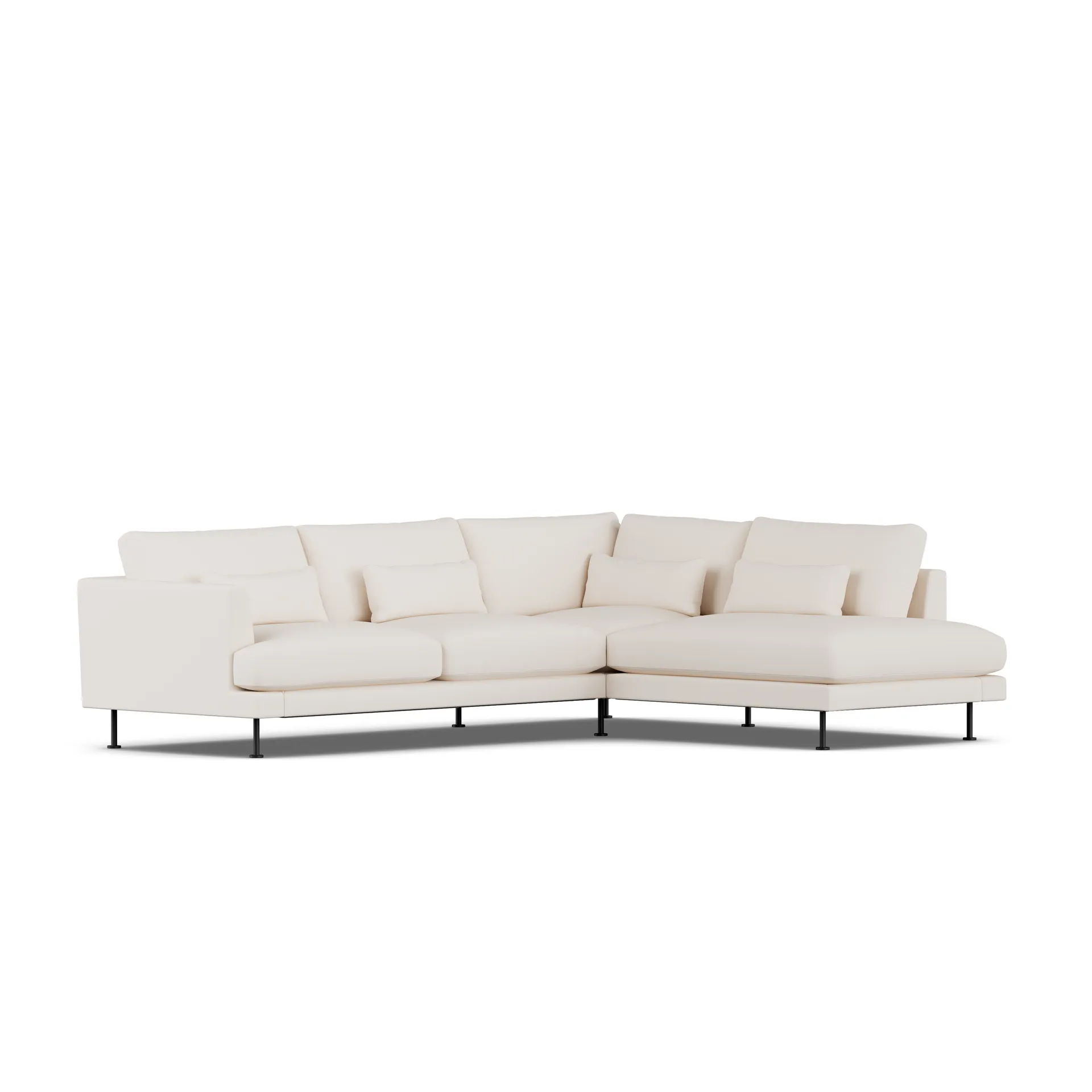Bredhult sofa, Caleido Beige 9600-svart stål, 3-seters A1 1898