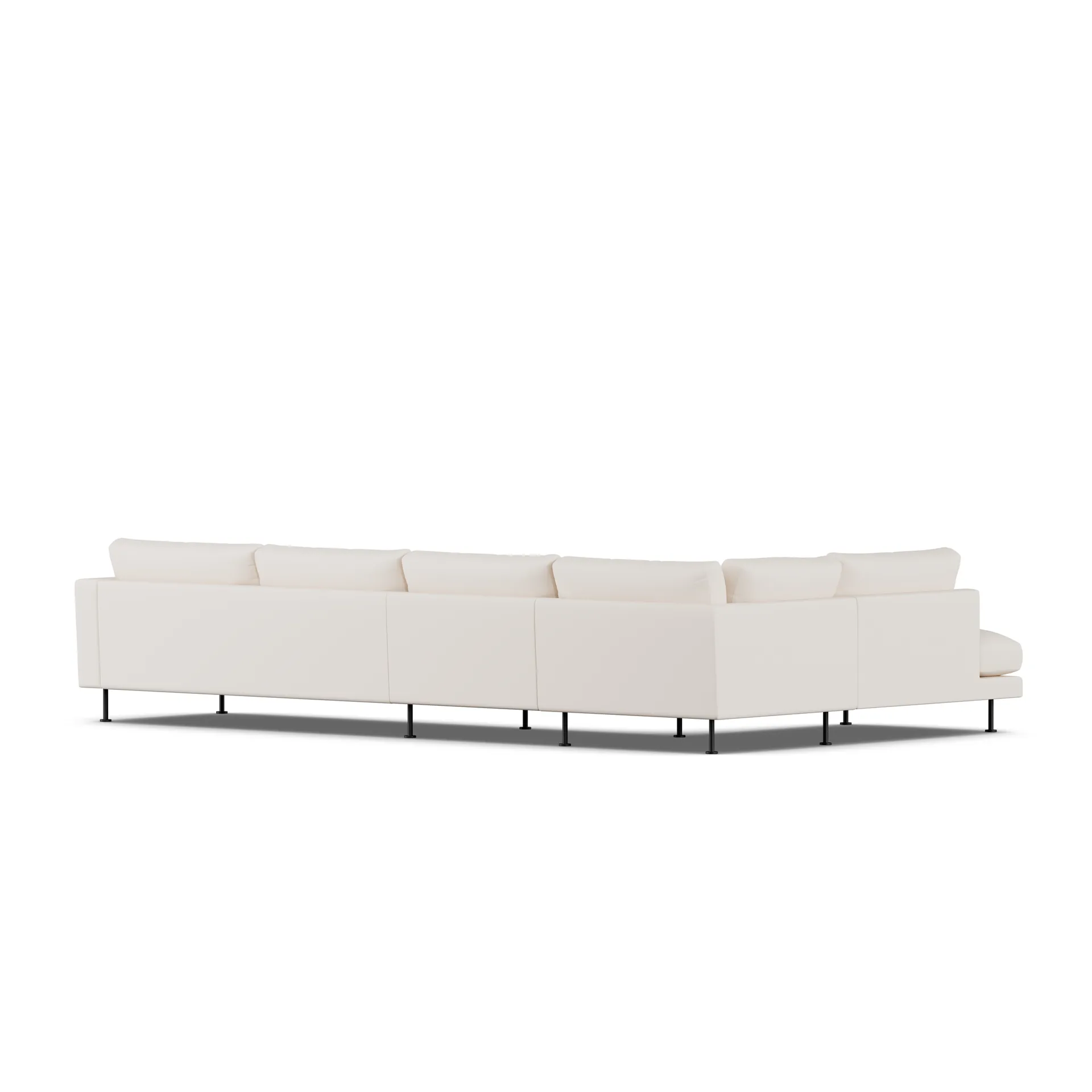 Bredhult sofa, Caleido Beige 9600-svart stål, 4-seters B2 1898