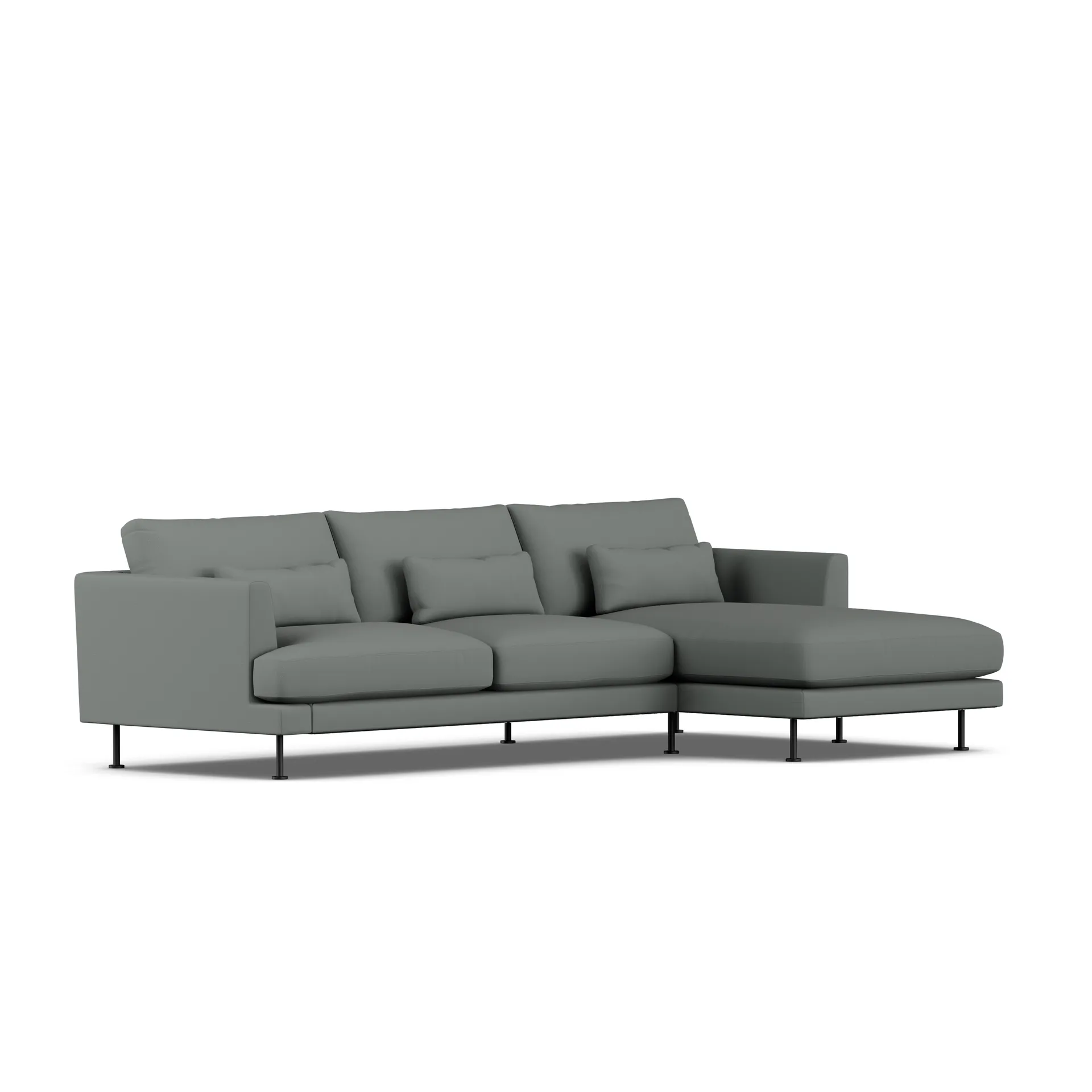 Bredhult sofa, Caleido Grey 1240-svart stål, 2,5-seters C1 1898