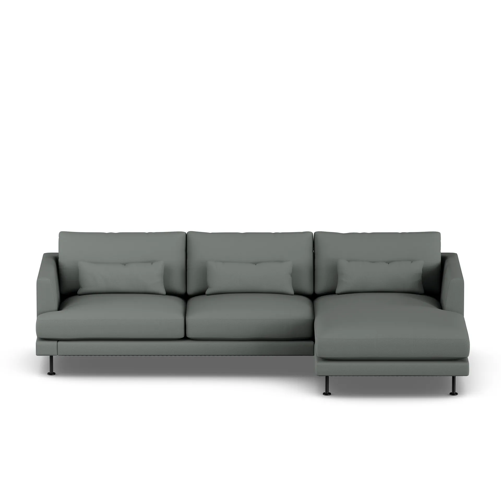 Bredhult sofa, Caleido Grey 1240-svart stål, 2,5-seters C1 1898