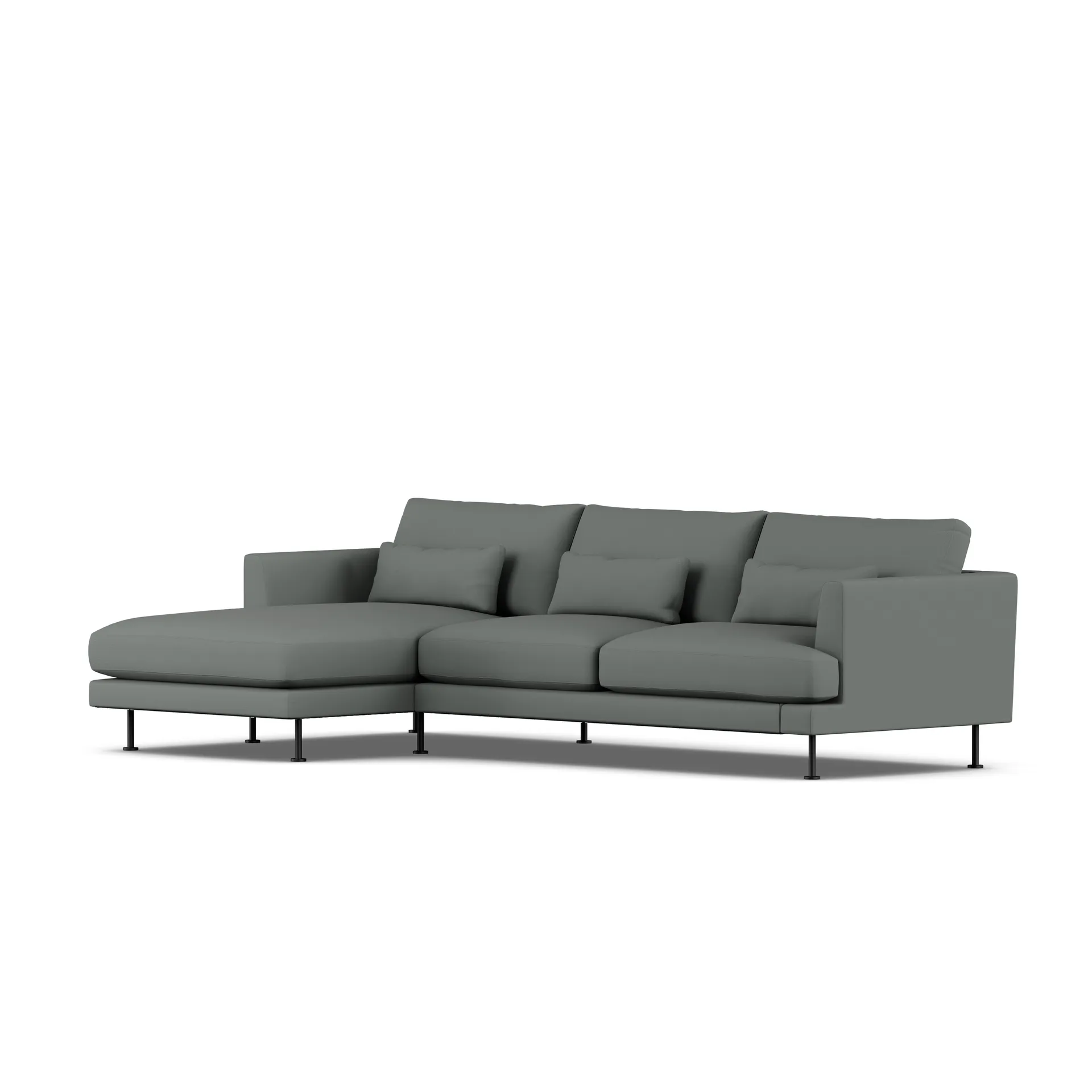 Bredhult sofa, Caleido Grey 1240-svart stål, 2,5-seters C2 1898