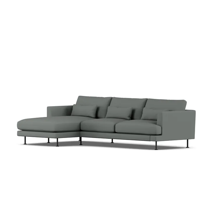 Bredhult sofa - Caleido Grey 1240-svart stål, 2,5-seters C2 - 1898