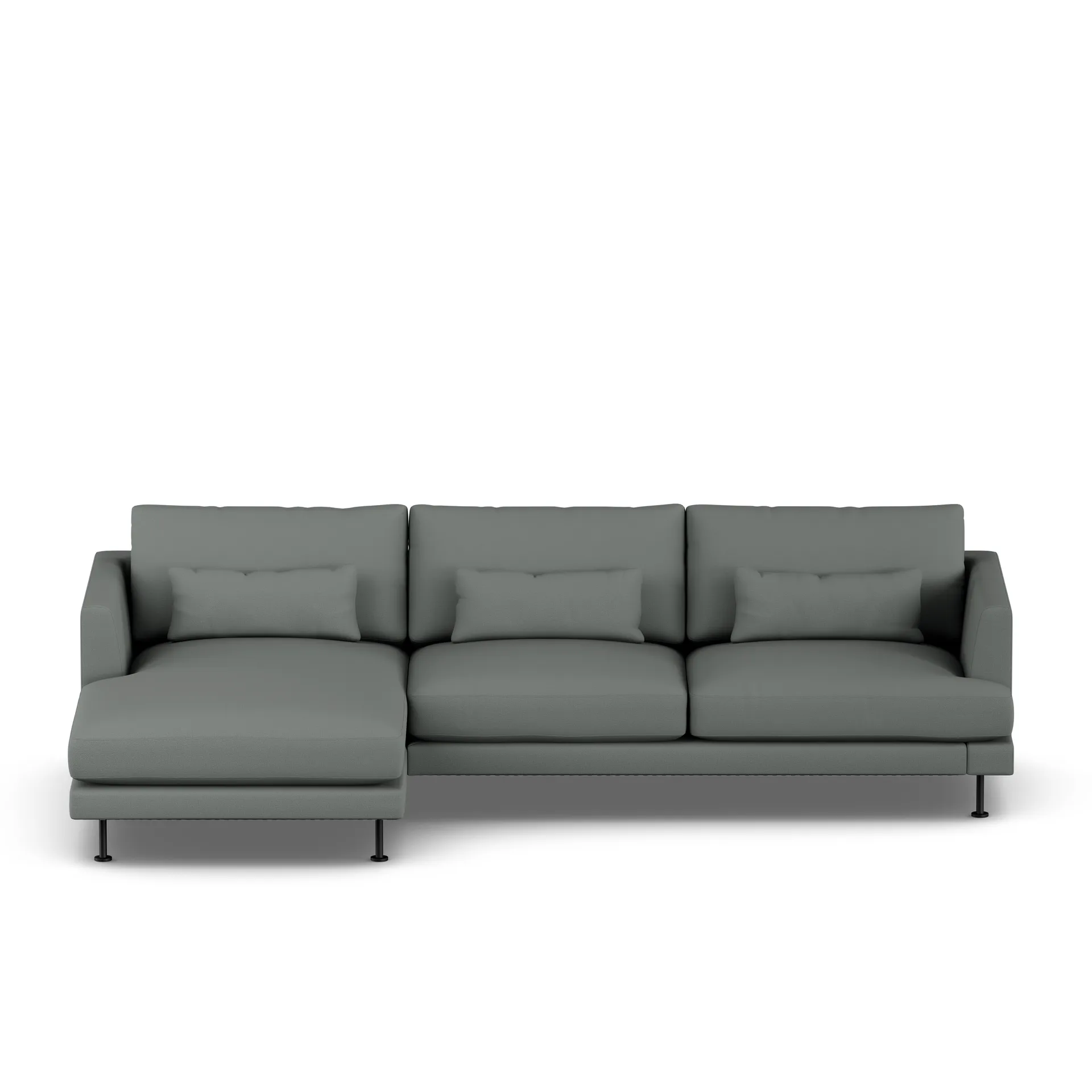 Bredhult sofa, Caleido Grey 1240-svart stål, 2,5-seters C2 1898