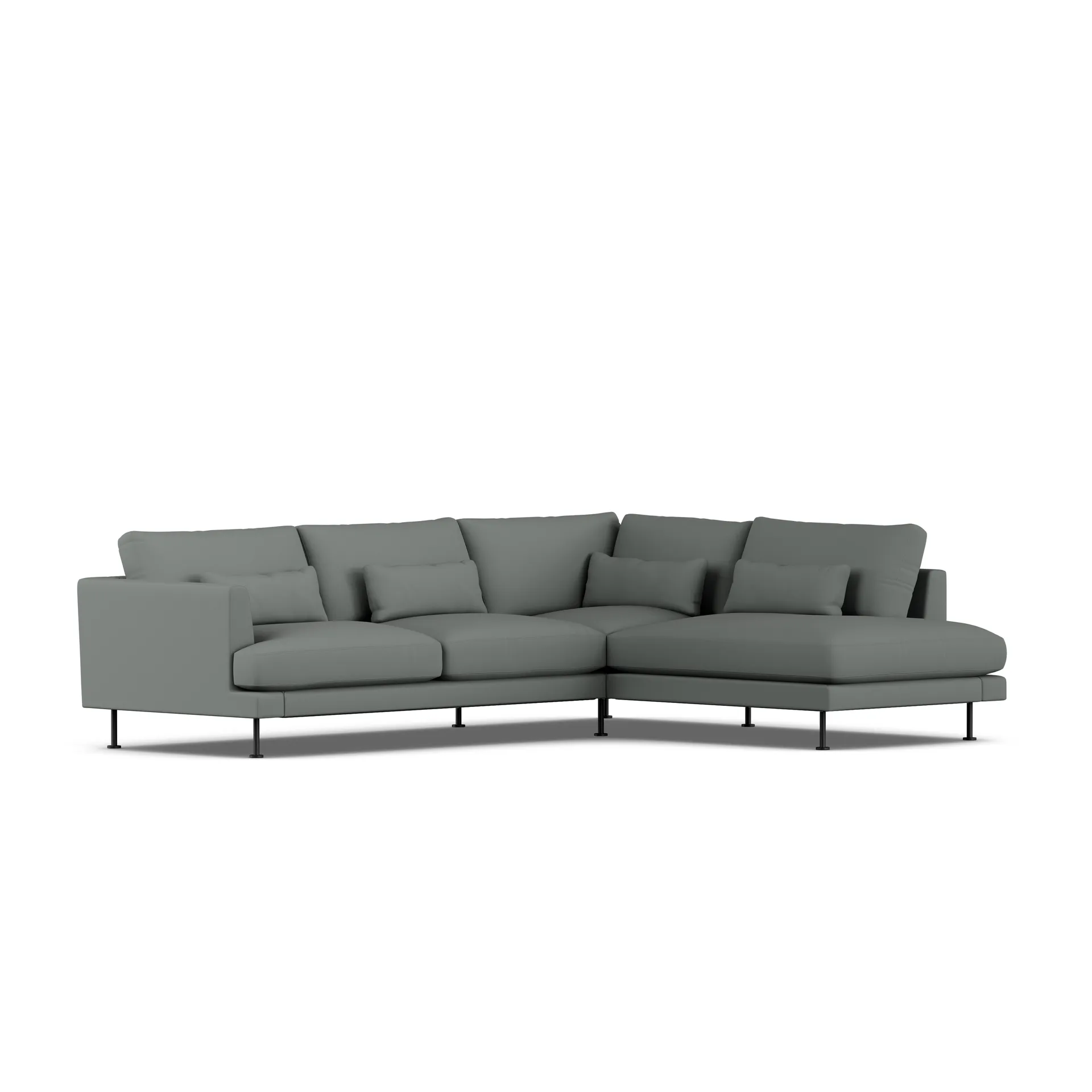 Bredhult sofa, Caleido Grey 1240-svart stål, 3-seters A1 1898