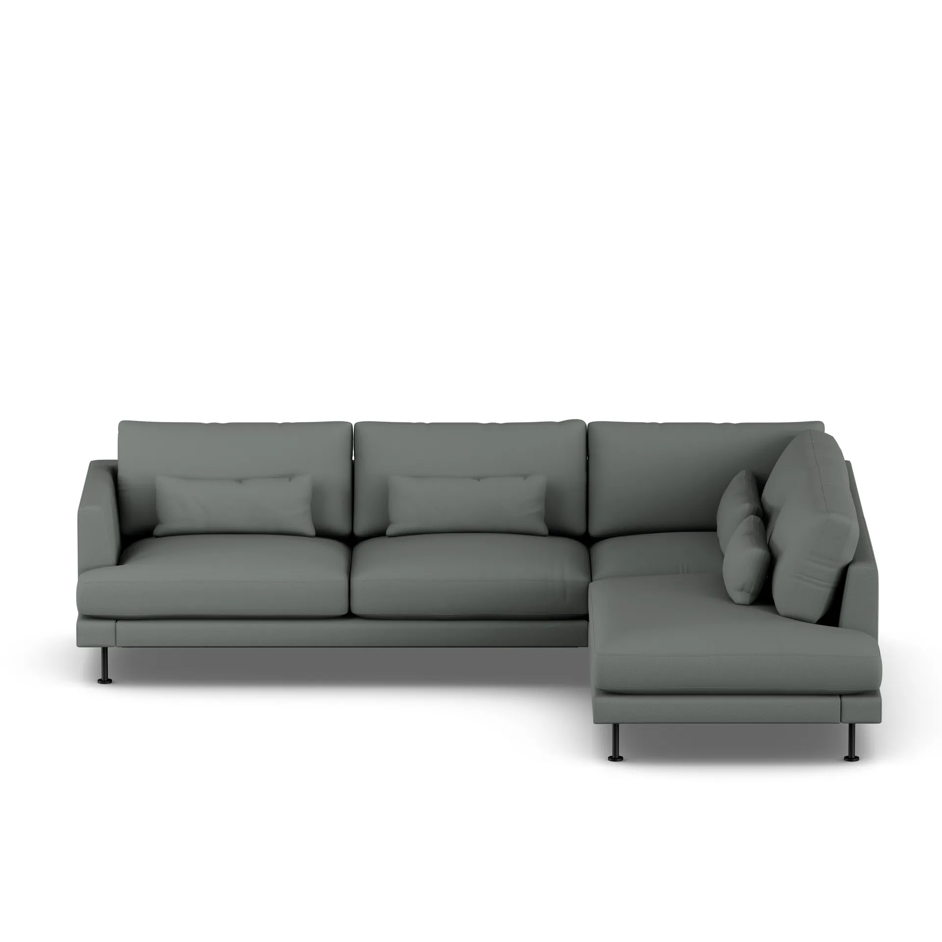 Bredhult sofa, Caleido Grey 1240-svart stål, 3-seters A1 1898