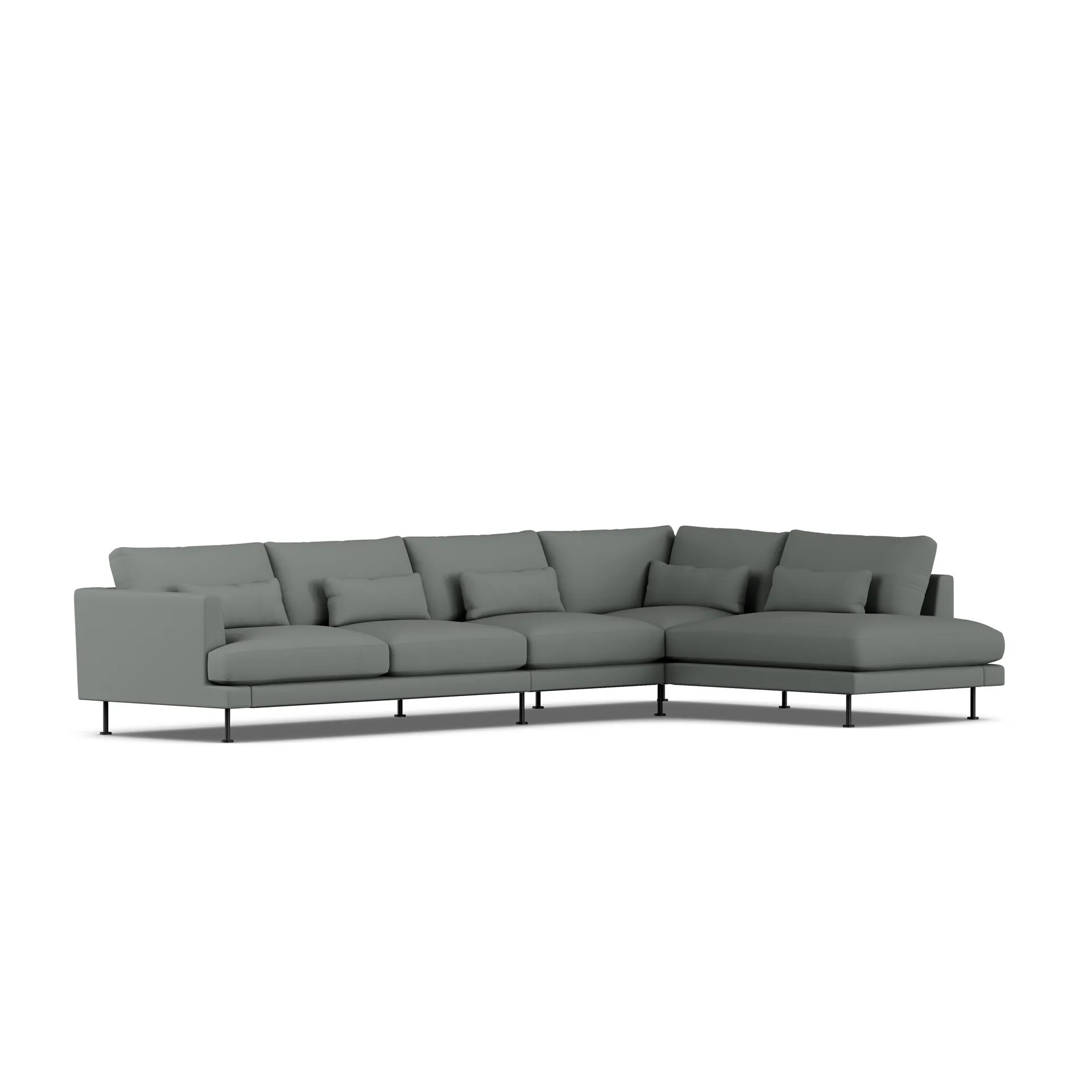 Bredhult sofa, Caleido Grey 1240-svart stål, 4-seters B1 1898
