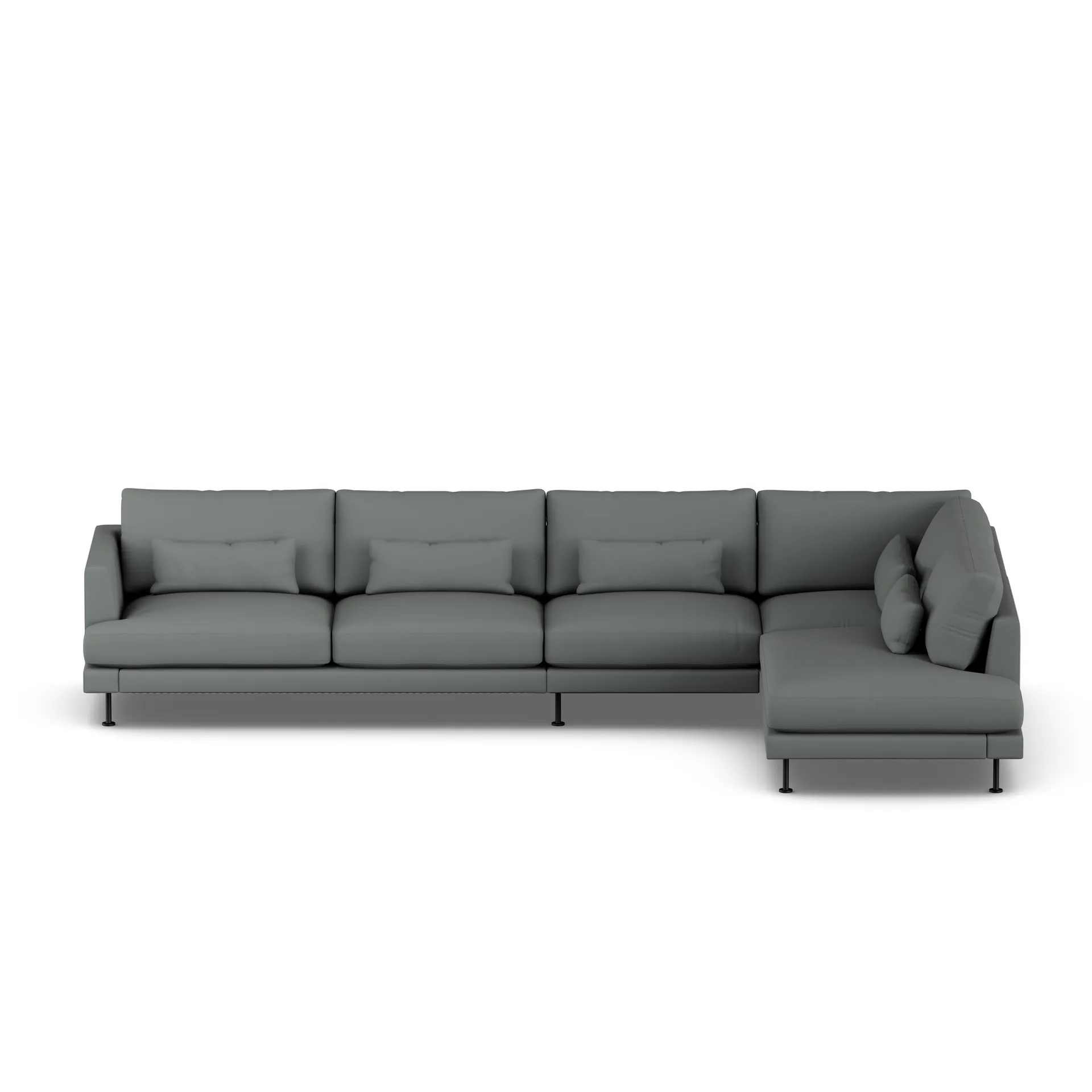 Bredhult sofa, Caleido Grey 1240-svart stål, 4-seters B1 1898