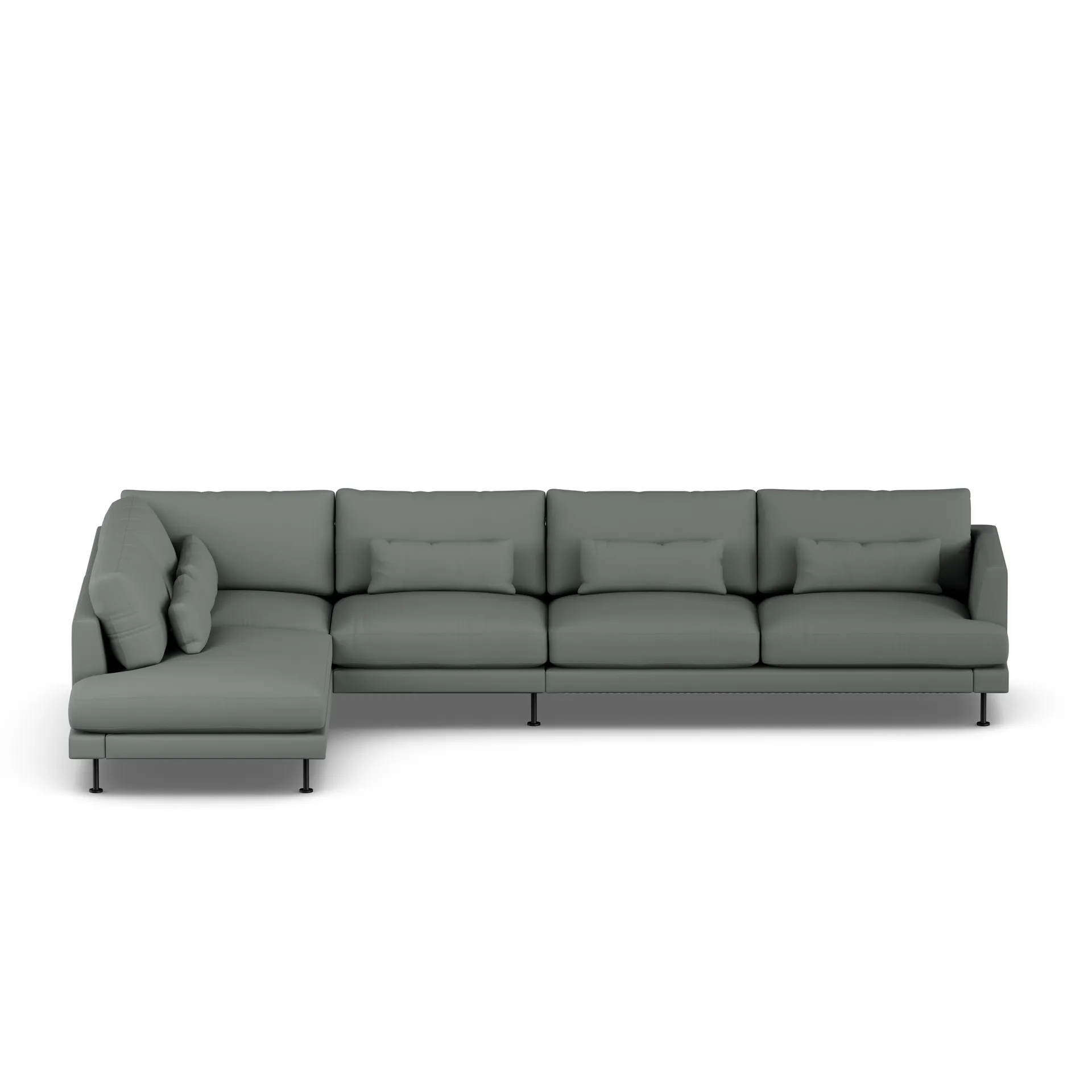 Bredhult sofa, Caleido Grey 1240-svart stål, 4-seters B2 1898