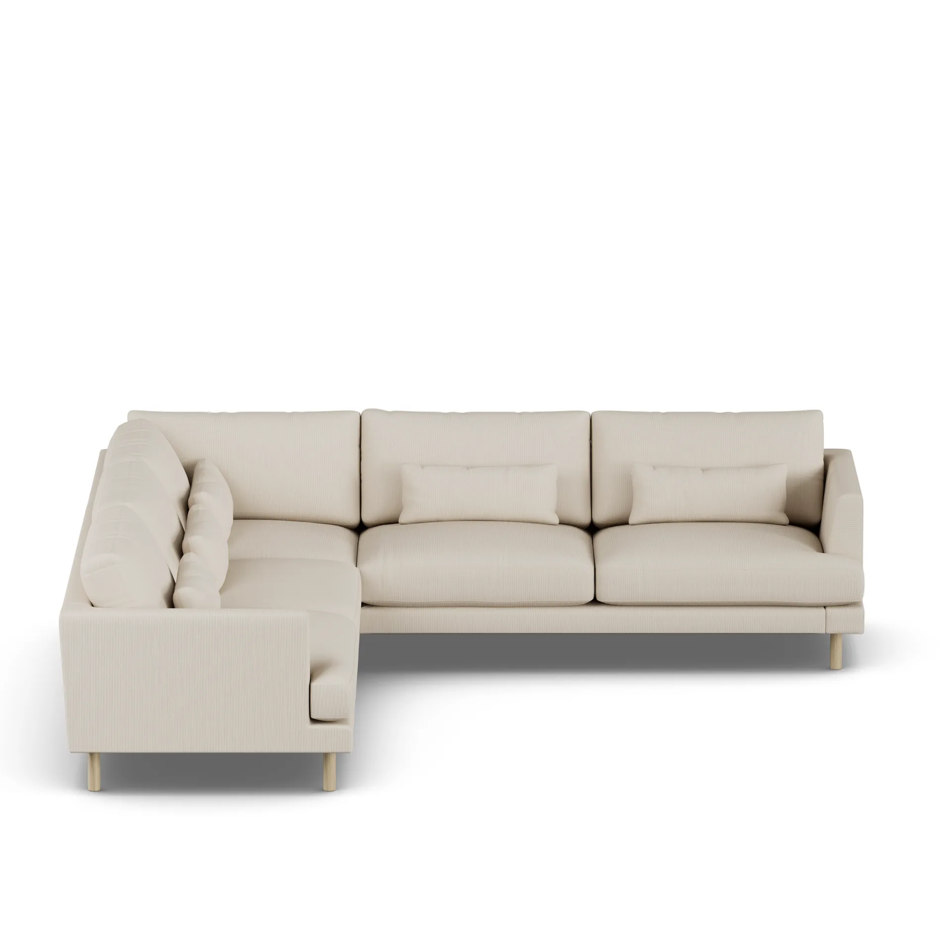 Bredhult sofa, Jump Beige 1956-hvitoljet eik, hjørnesofa F 1898
