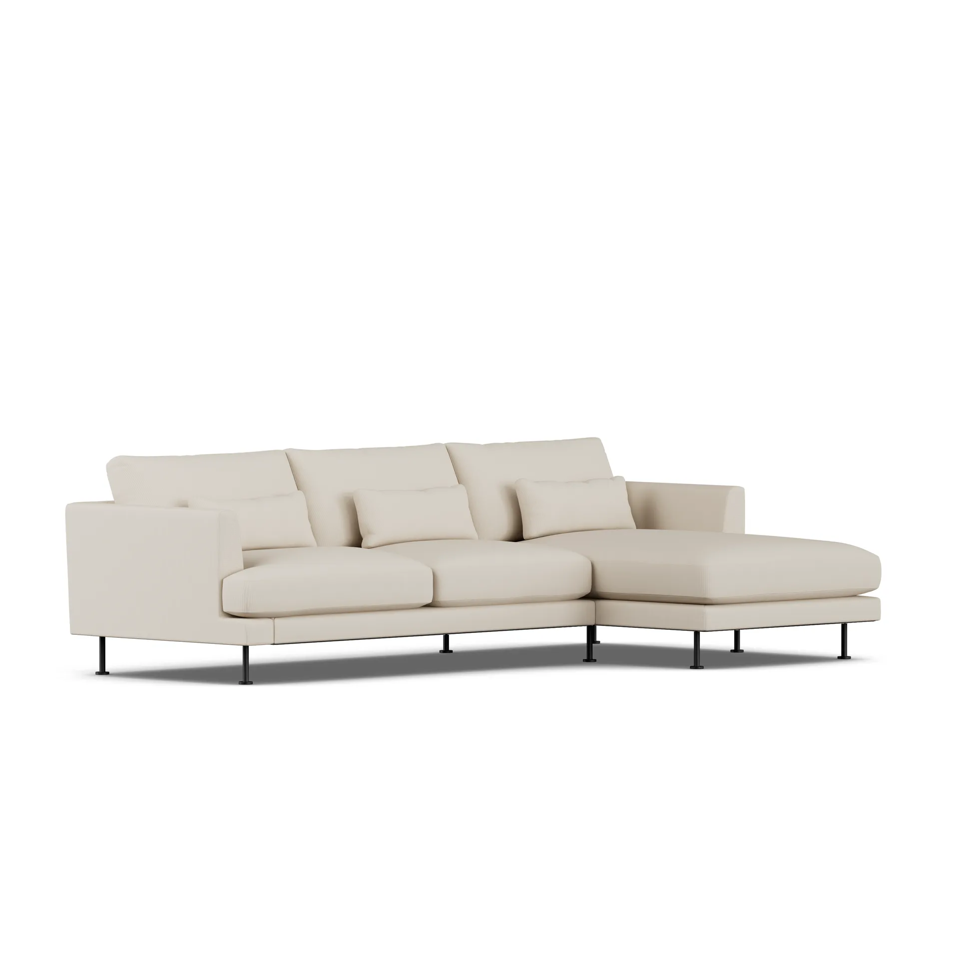 Bredhult sofa, Jump Beige 1956-svart stål, 2,5-seters C1 1898