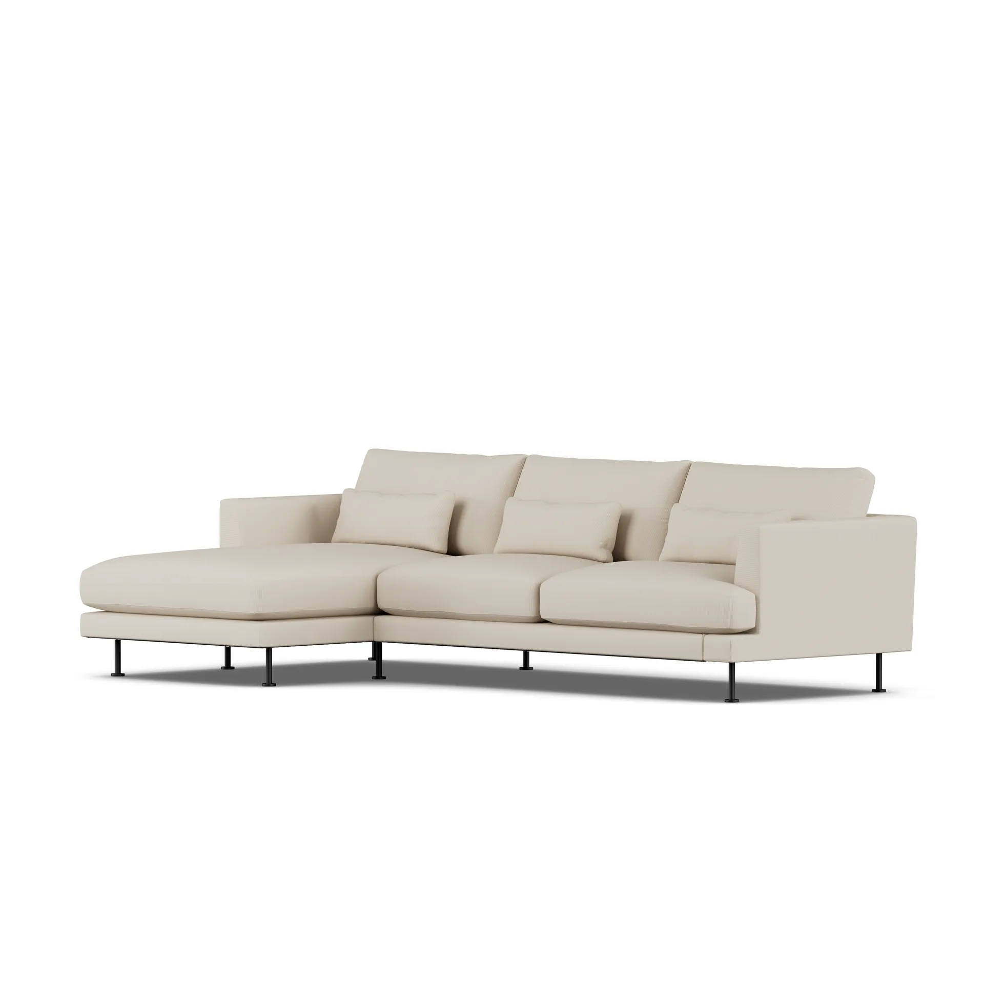 Bredhult sofa, Jump Beige 1956-svart stål, 2,5-seters C2 1898