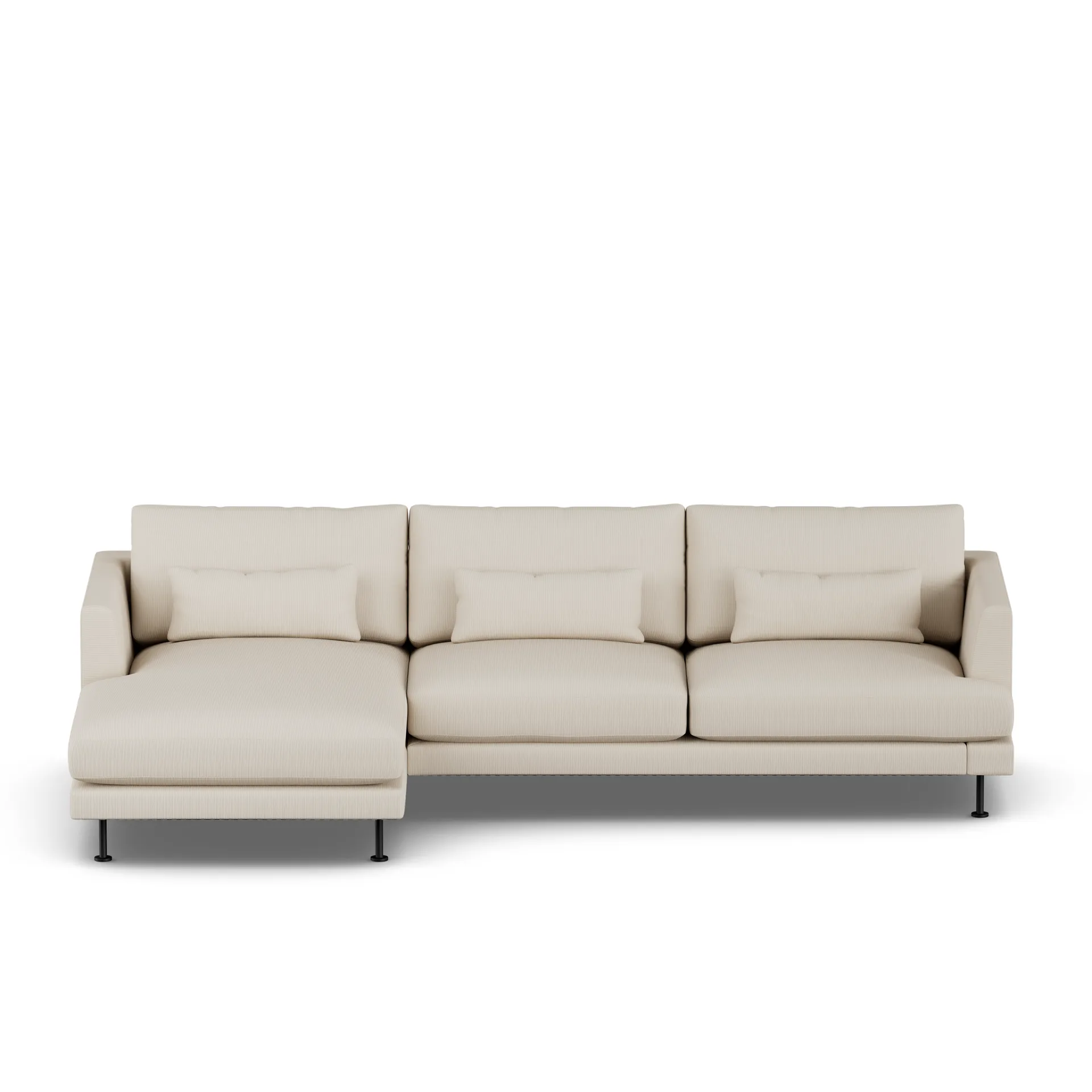 Bredhult sofa, Jump Beige 1956-svart stål, 2,5-seters C2 1898