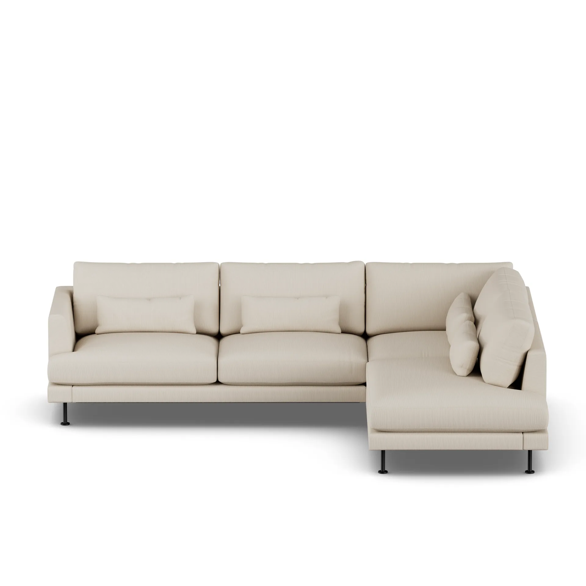 Bredhult sofa, Jump Beige 1956-svart stål, 3-seters A1 1898