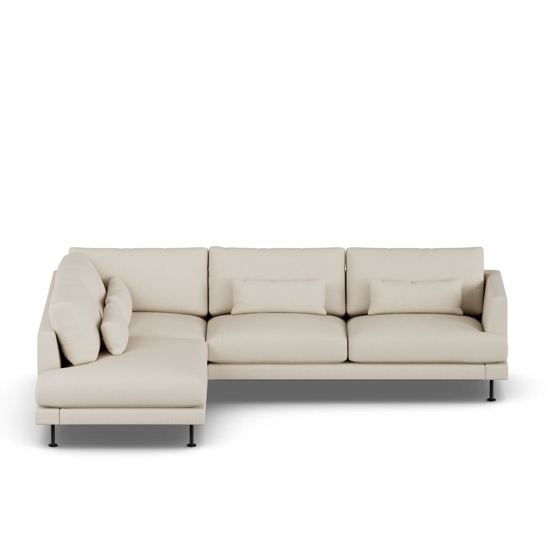 Bredhult sofa, Jump Beige 1956-svart stål, 3-seters A2 1898