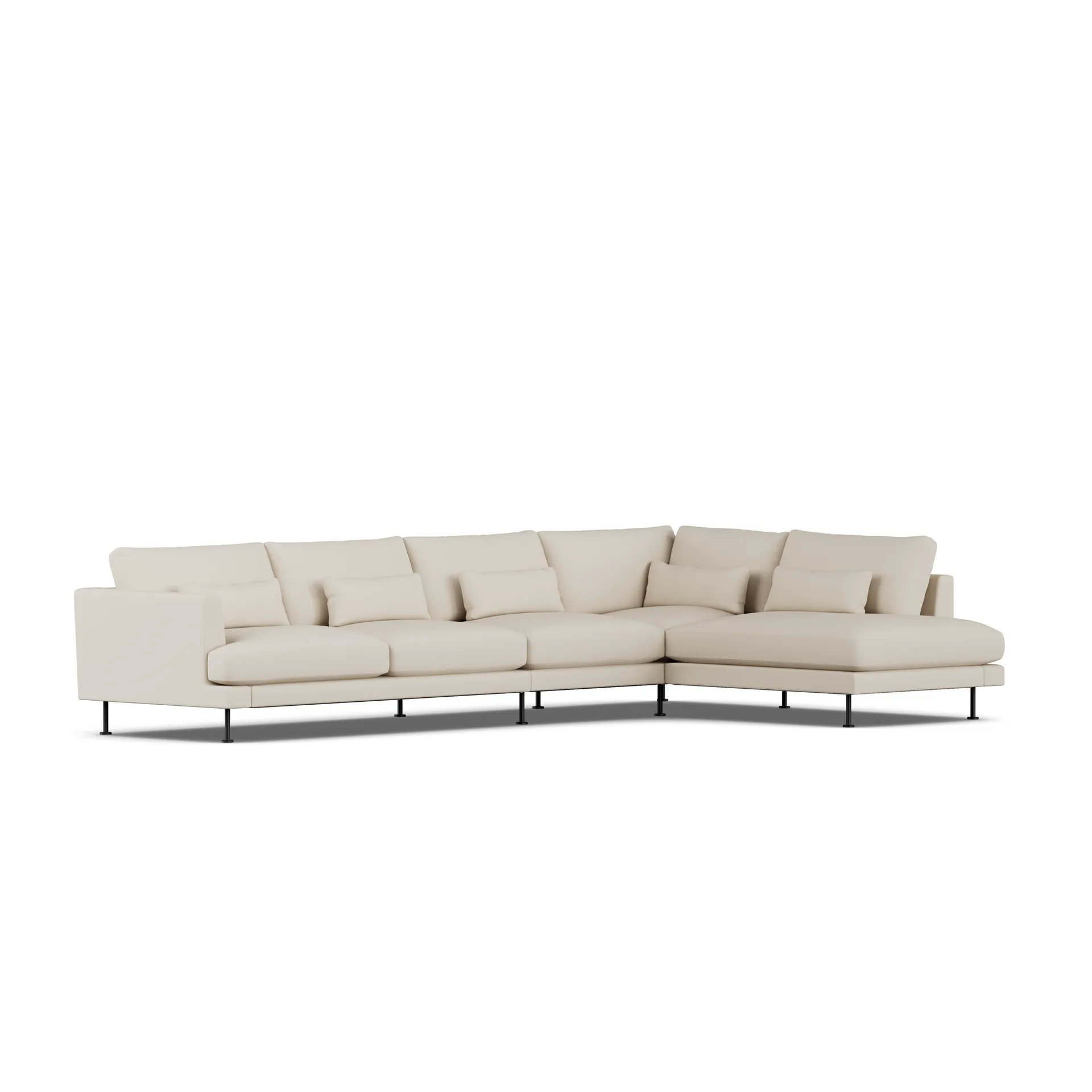 Bredhult sofa, Jump Beige 1956-svart stål, 4-seters B1 1898