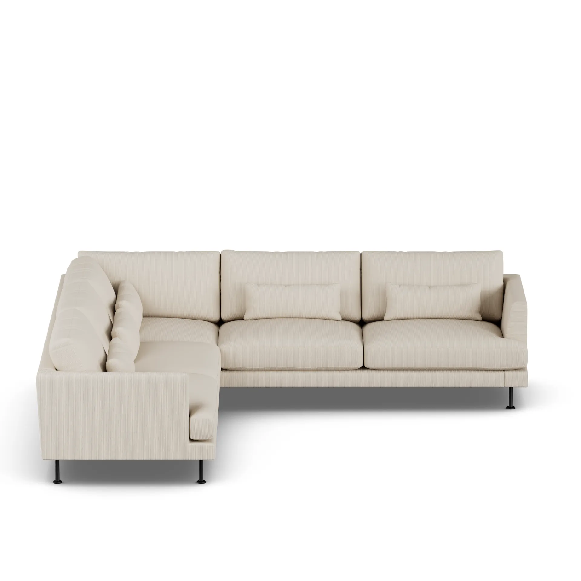 Bredhult sofa, Jump Beige 1956-svart stål, hjørnesofa F 1898
