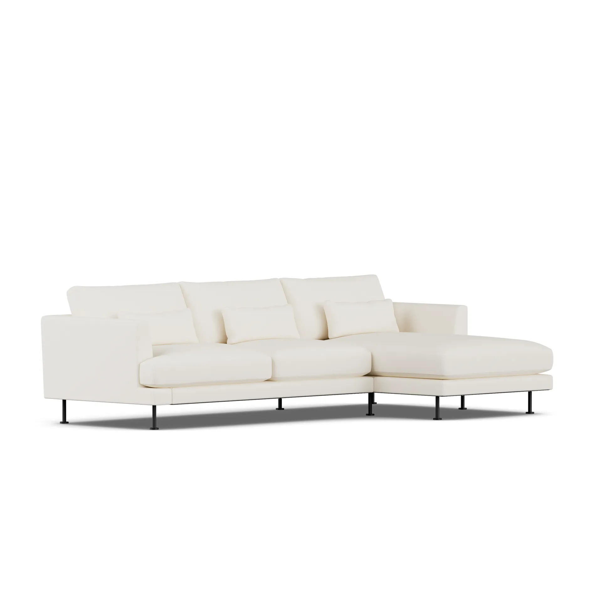 Bredhult sofa, Jump Off White 1954-svart stål, 2,5-seters C1 1898