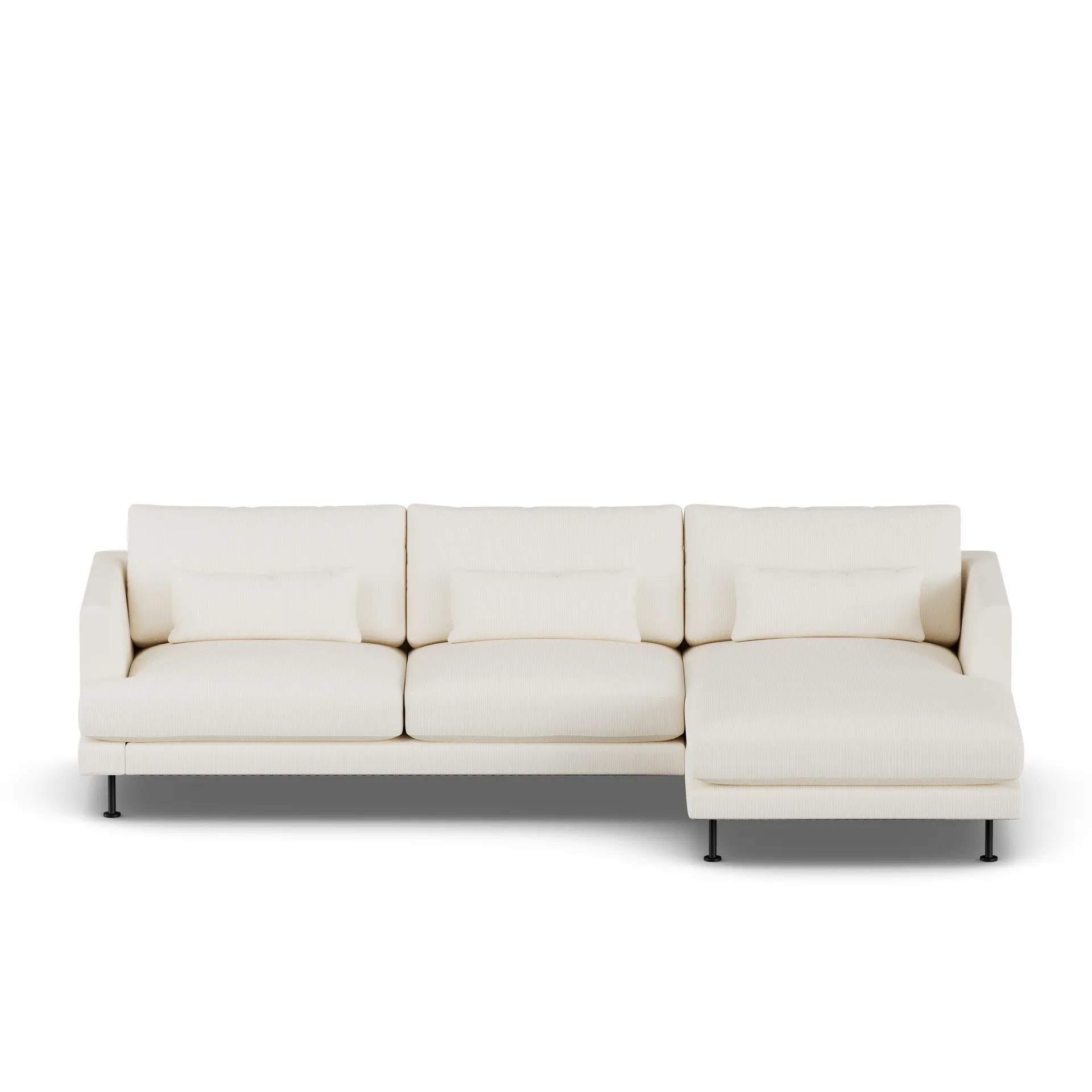 Bredhult sofa, Jump Off White 1954-svart stål, 2,5-seters C1 1898