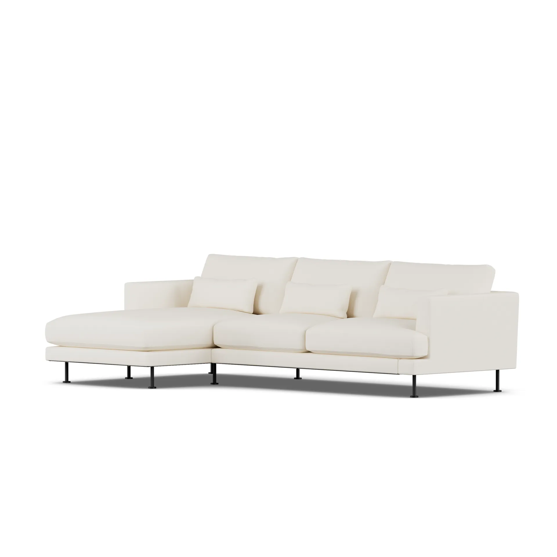 Bredhult sofa, Jump Off White 1954-svart stål, 2,5-seters C2 1898