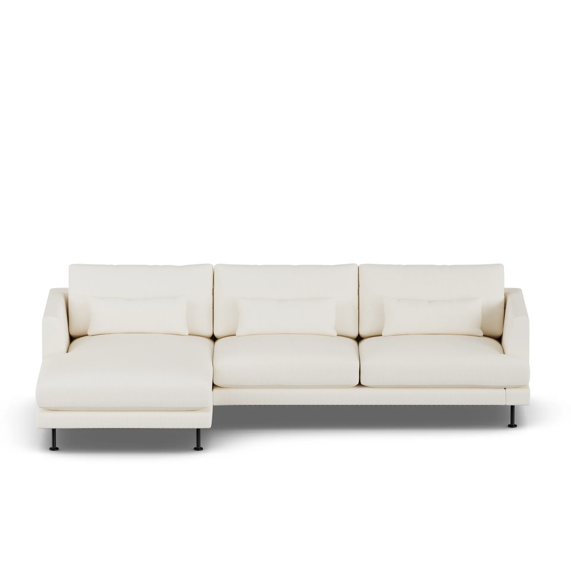 Bredhult sofa, Jump Off White 1954-svart stål, 2,5-seters C2 1898