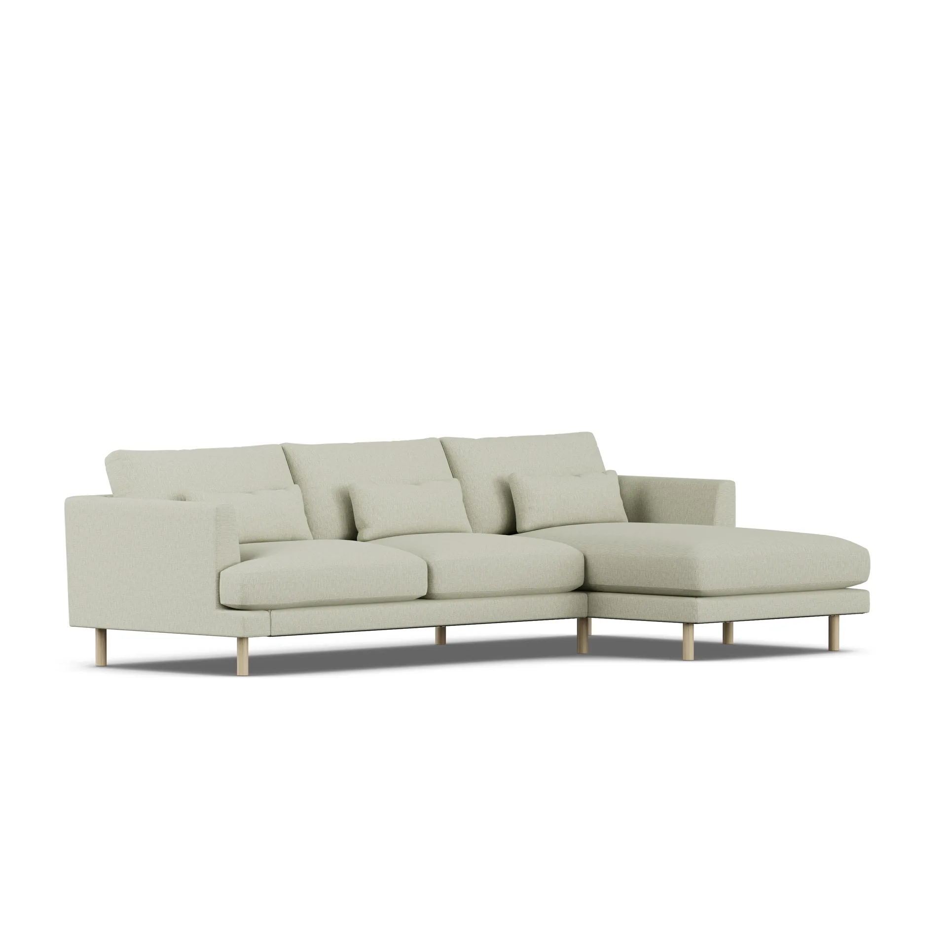 Bredhult sofa, Luiza Beige 3981-hvitoljet eik, 2,5-seters C1 1898