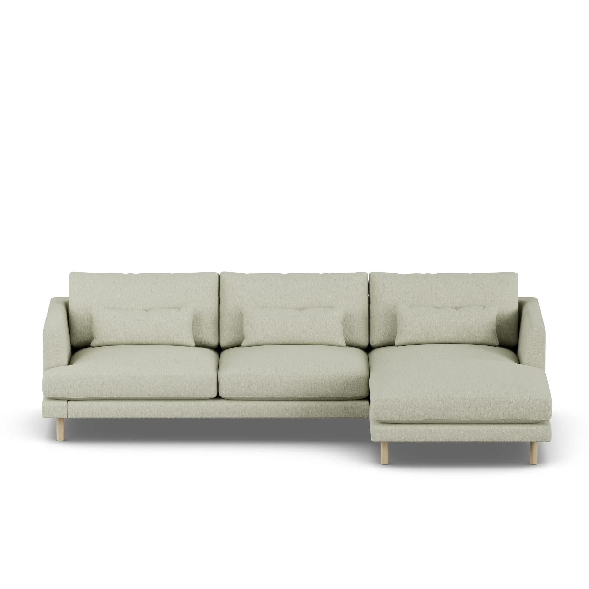 Bredhult sofa, Luiza Beige 3981-hvitoljet eik, 2,5-seters C1 1898
