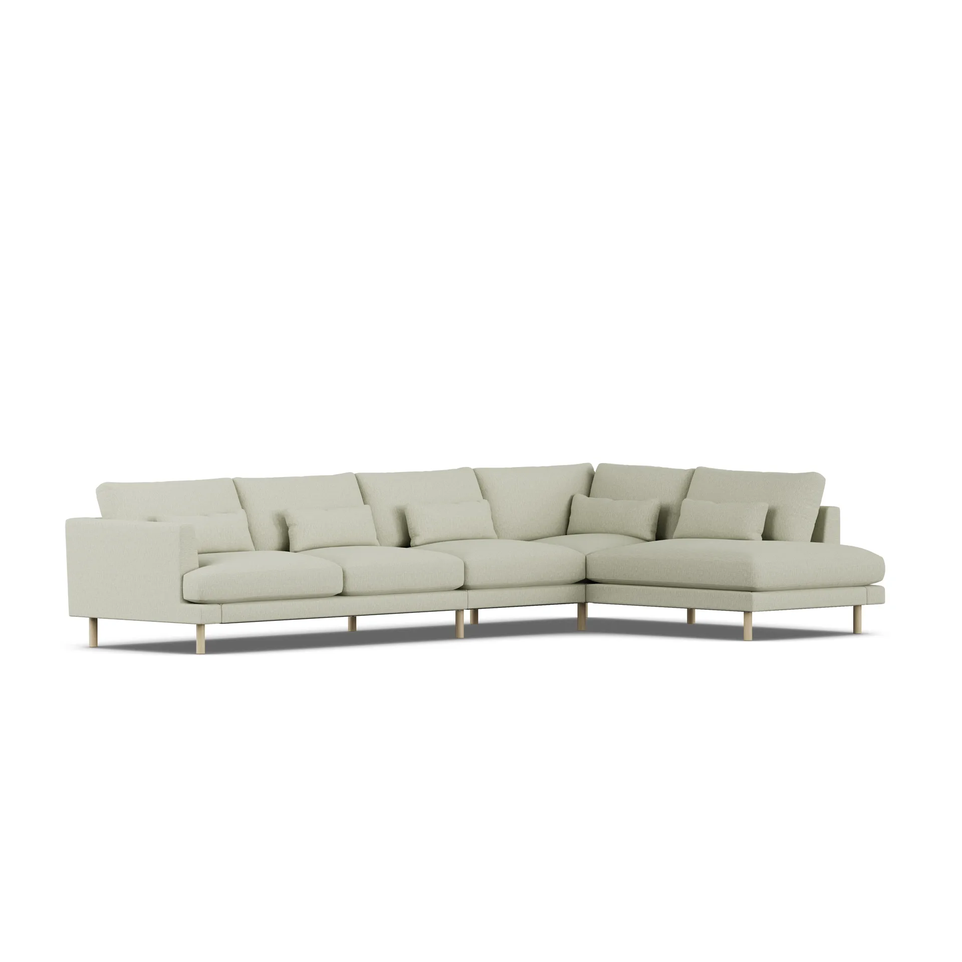 Bredhult sofa, Luiza Beige 3981-hvitoljet eik, 4-seters B1 1898