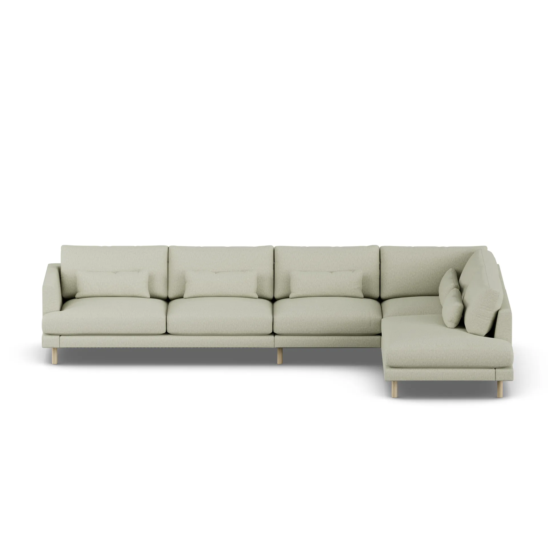 Bredhult sofa, Luiza Beige 3981-hvitoljet eik, 4-seters B1 1898