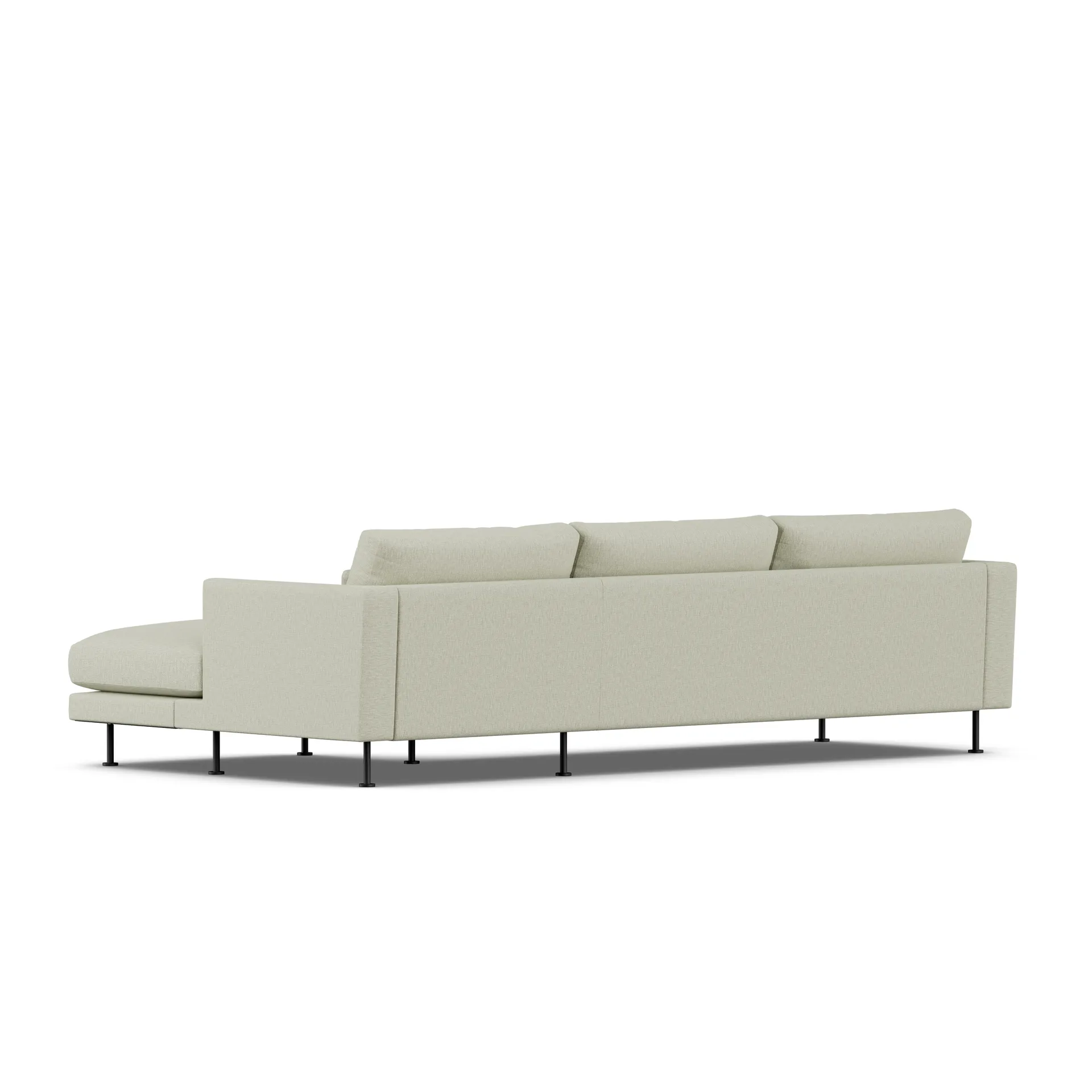 Bredhult sofa, Luiza Beige 3981-svart stål, 2,5-seters C1 1898