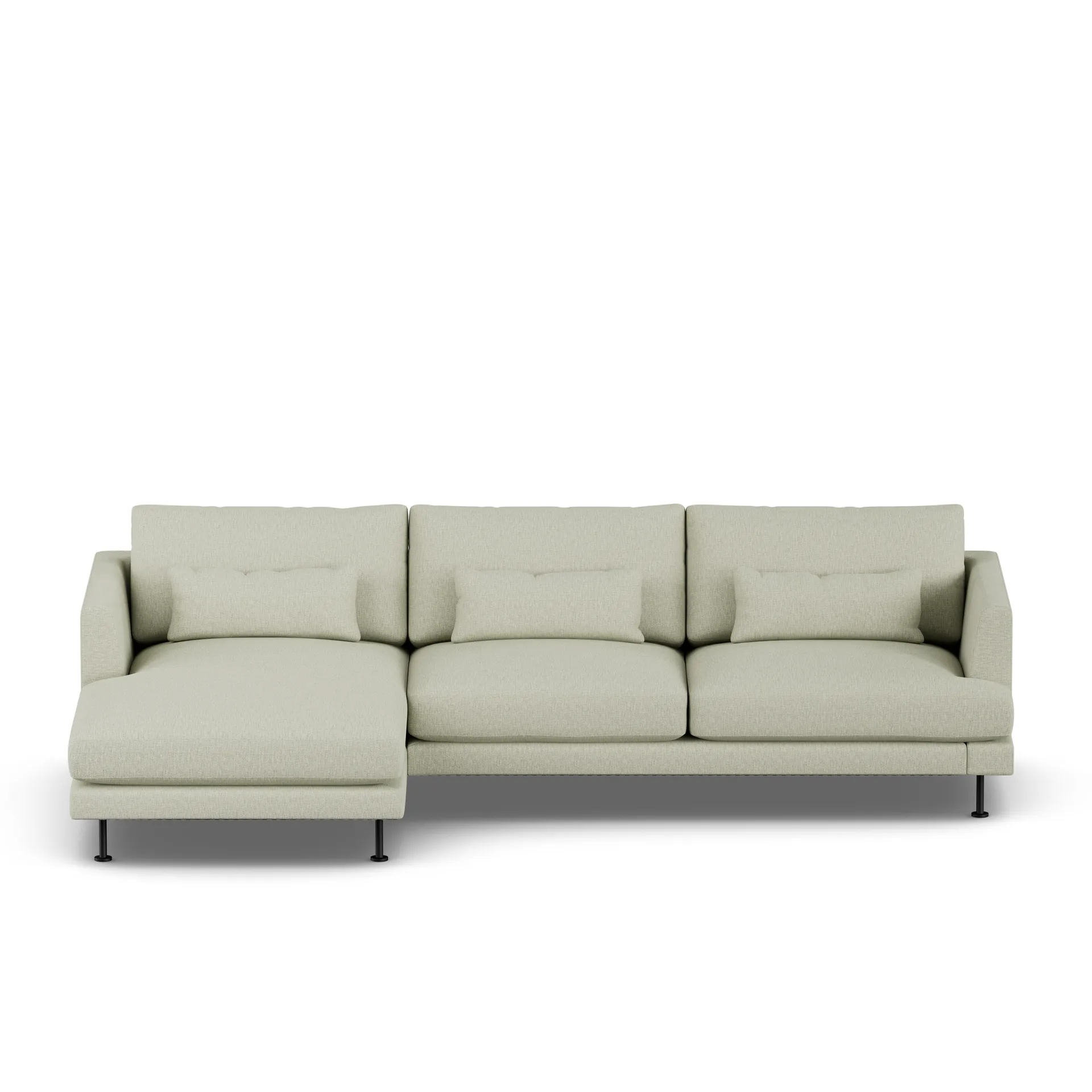 Bredhult sofa, Luiza Beige 3981-svart stål, 2,5-seters C2 1898