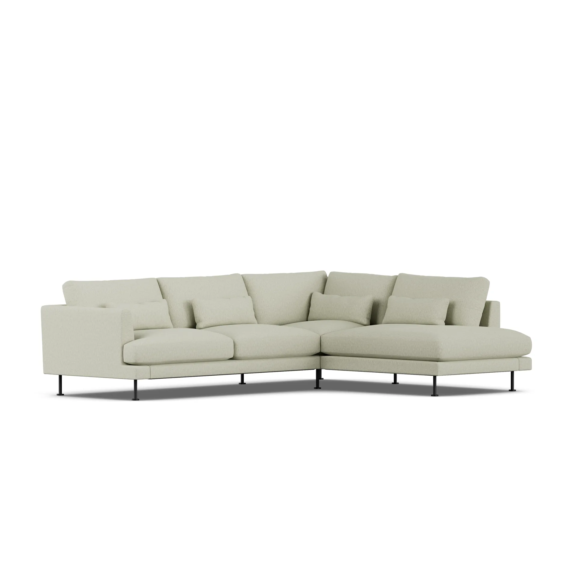 Bredhult sofa, Luiza Beige 3981-svart stål, 3-seters A1 1898
